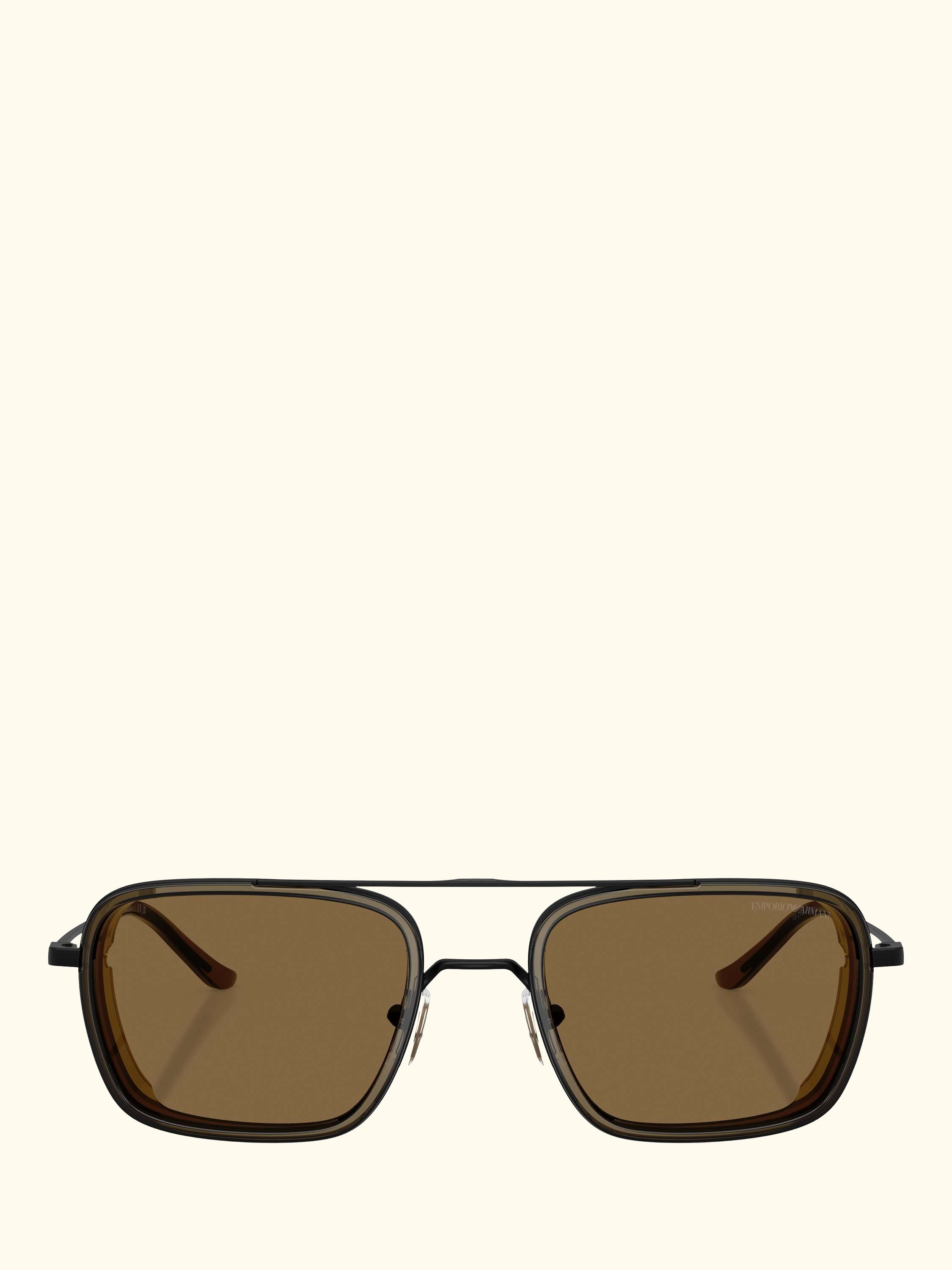 EA2162 Men's Square Sunglasses, Matte Black/Brown