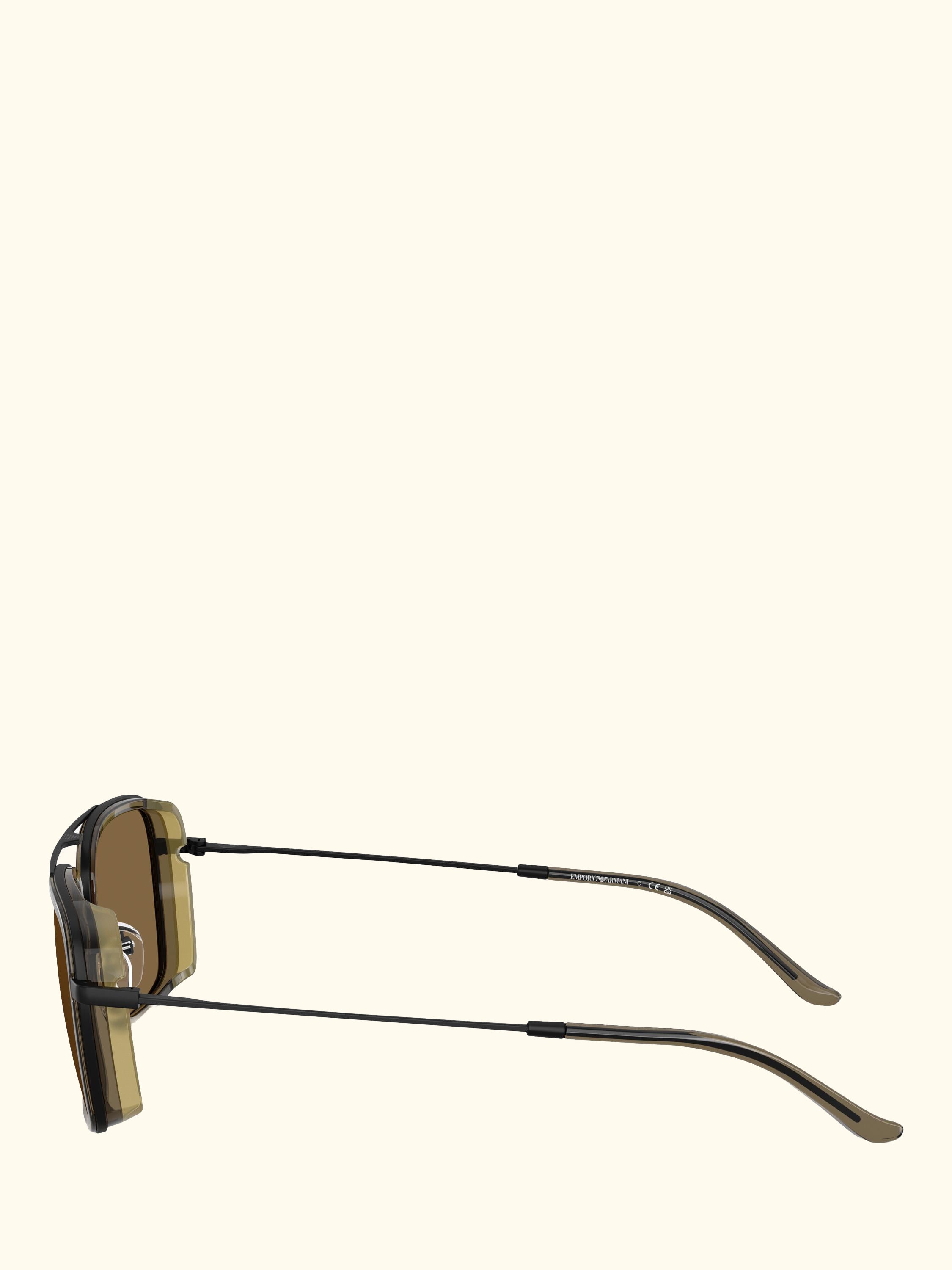 EA2162 Men's Square Sunglasses, Matte Black/Brown