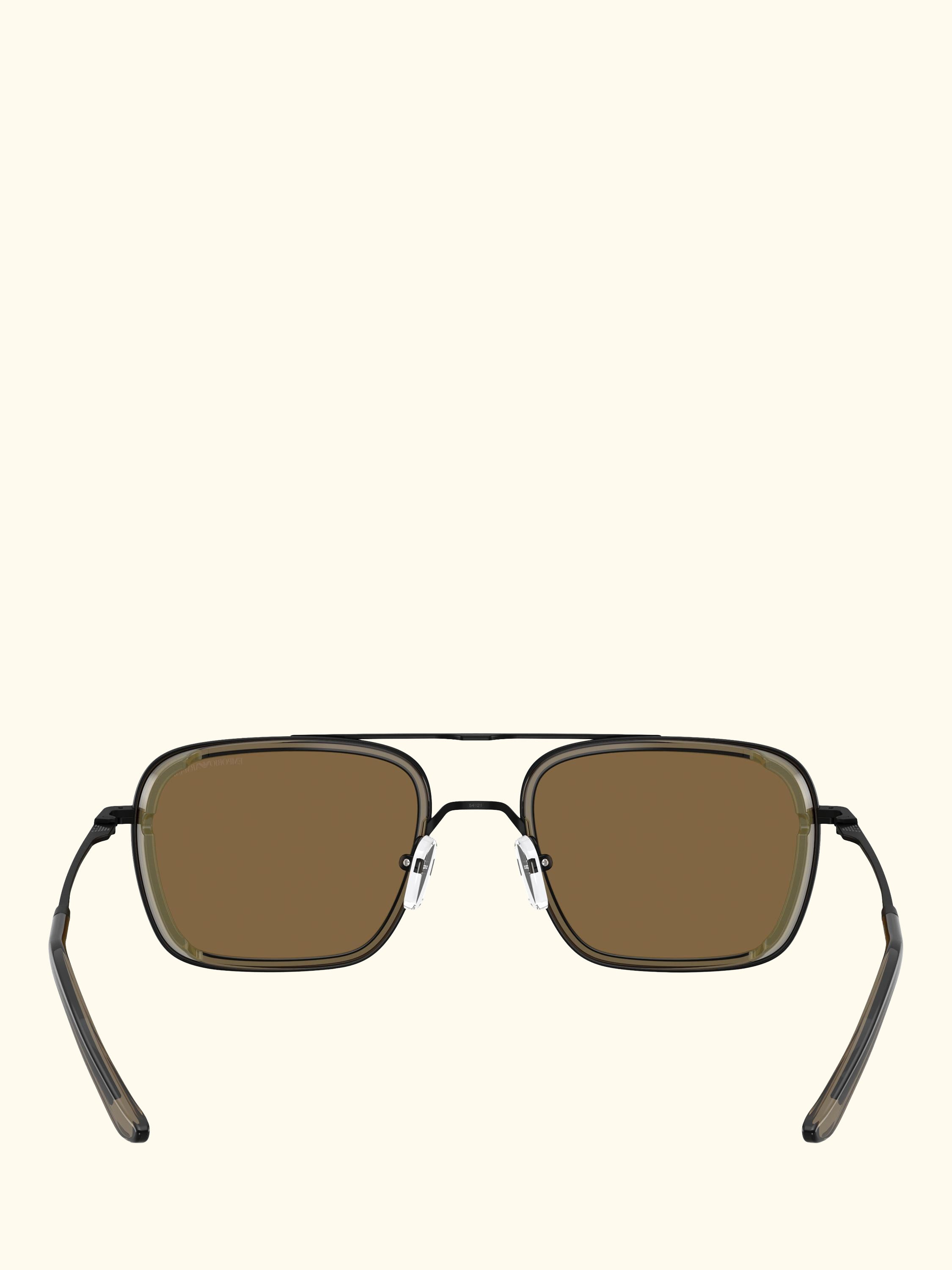 EA2162 Men's Square Sunglasses, Matte Black/Brown