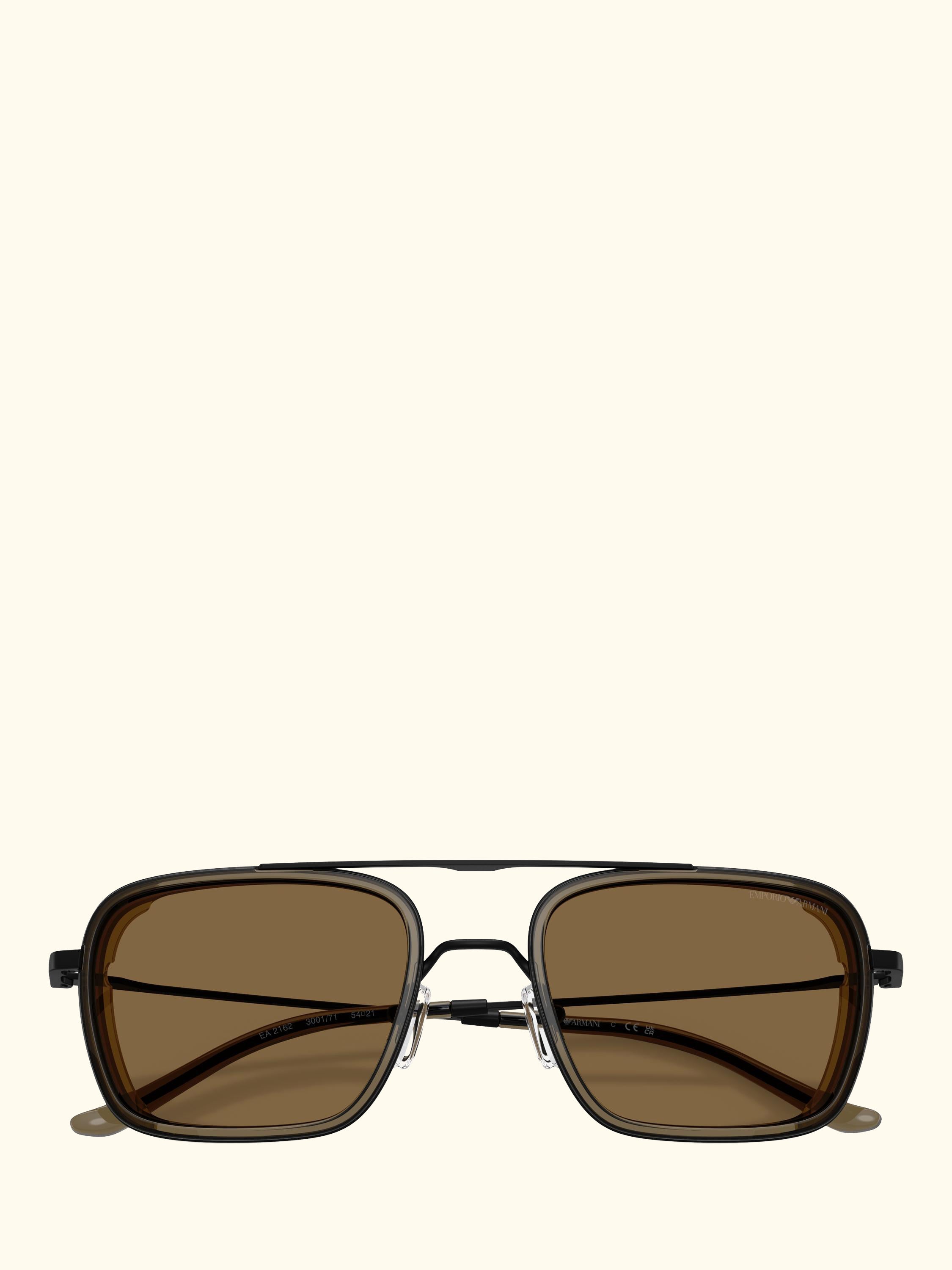 EA2162 Men's Square Sunglasses, Matte Black/Brown