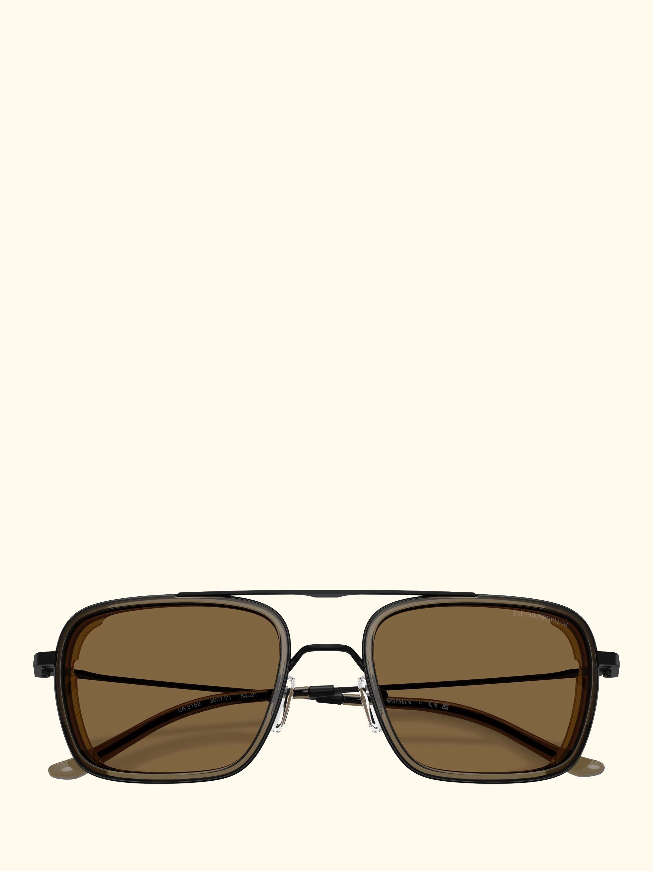 EA2162 Men's Square Sunglasses, Matte Black/Brown