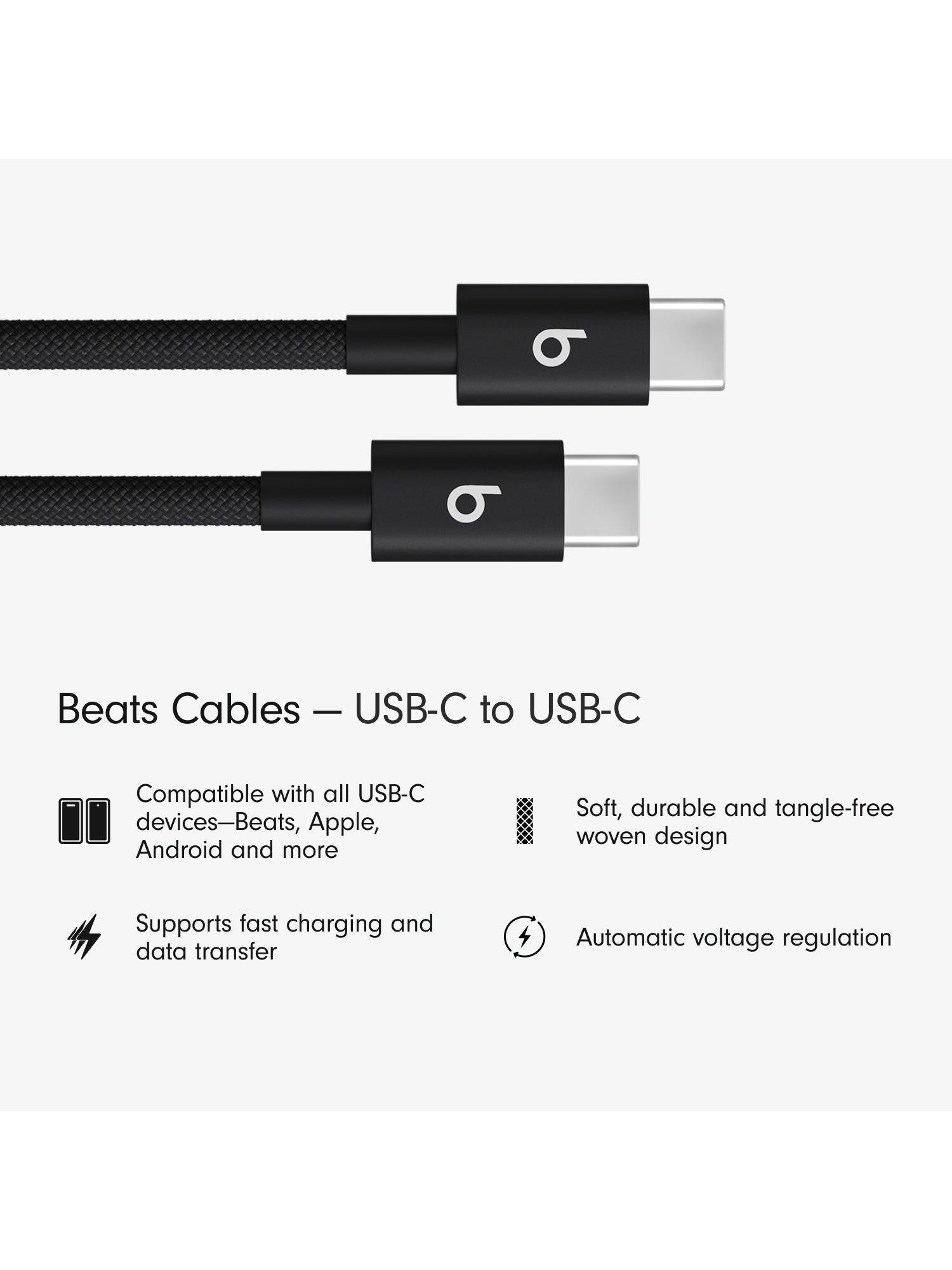 USB-C to USB-C Woven Cable, 1.5m, Pack of 2, Bolt Black