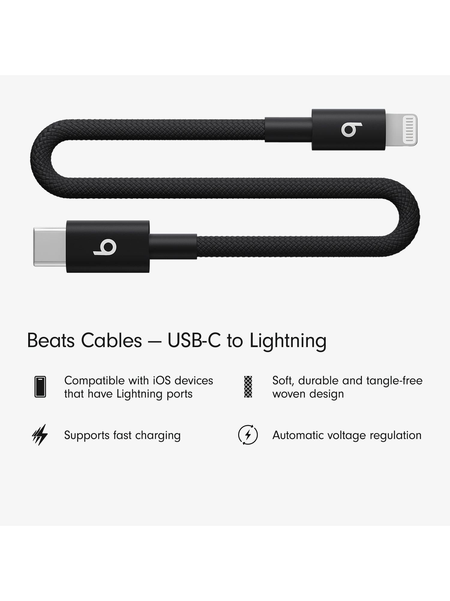 USB-C to Lightning Woven Short Cable, 20cm, Bolt Black