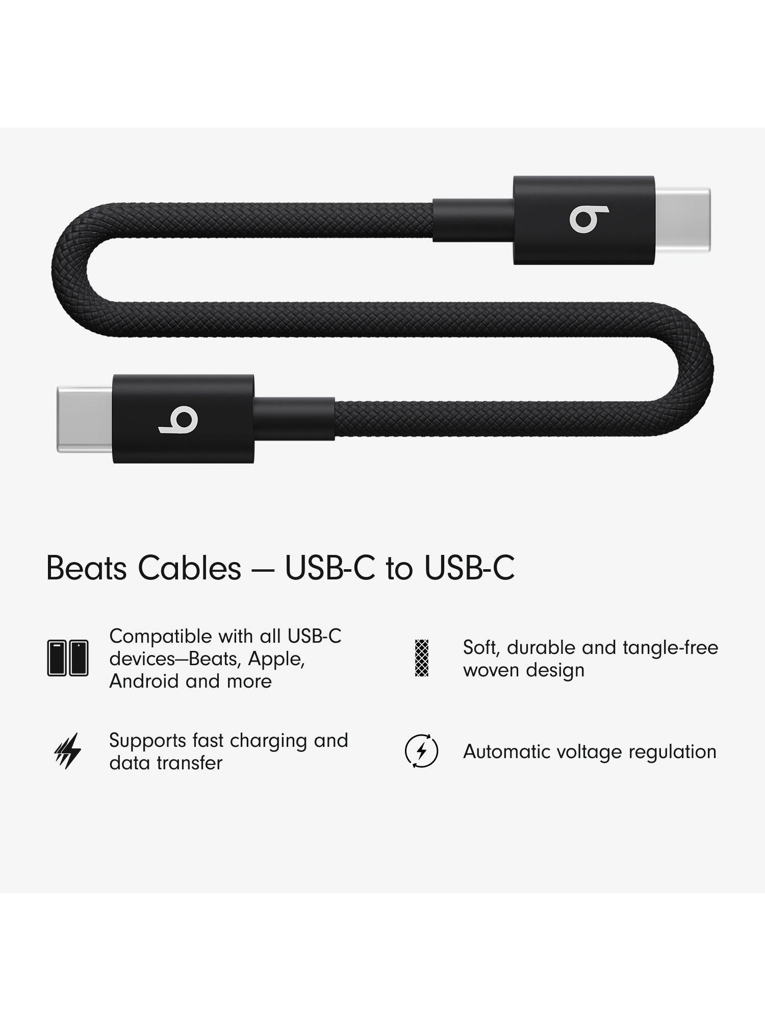 USB-C to USB-C Woven Short Cable, 20cm, Bolt Black