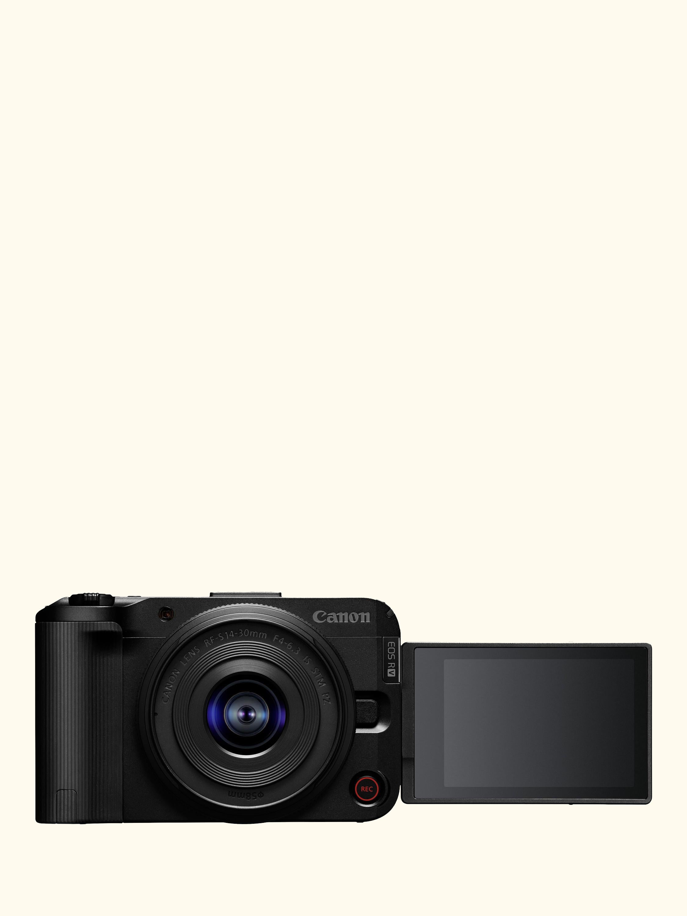 EOS R50 V Compact System Camera with RF-S 14-30mm Power Zoom Lens, 4K Ultra HD, 24.2MP, Wi-Fi, Bluetooth, 3” Vari-Angle Touch Screen, Black