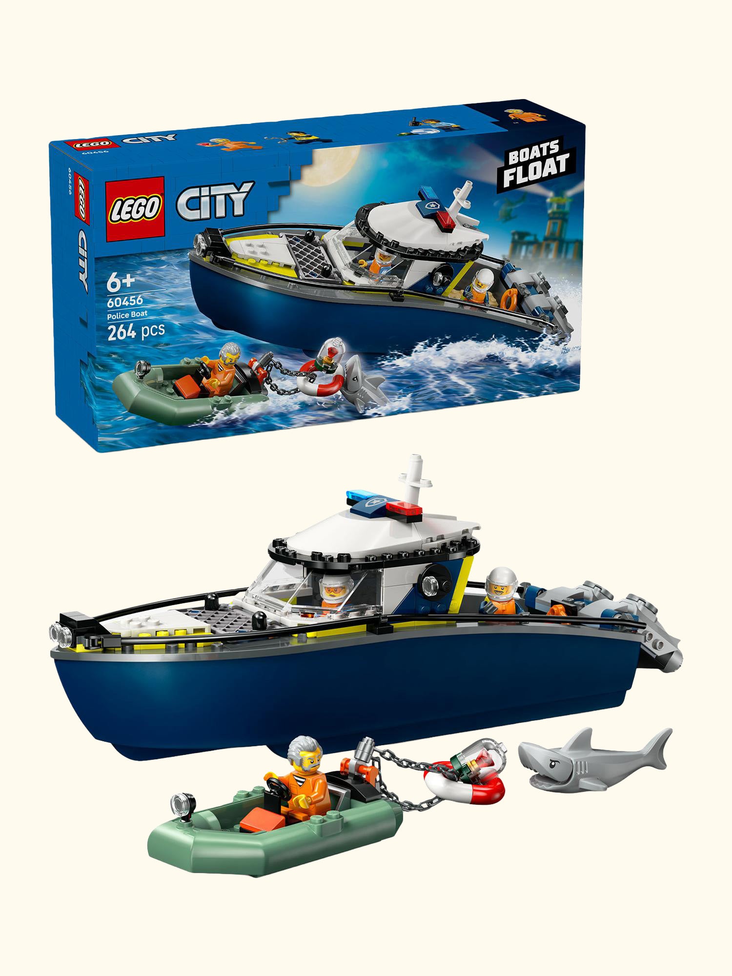 City 60456 Police Boat Chase Toy with a Speedboat