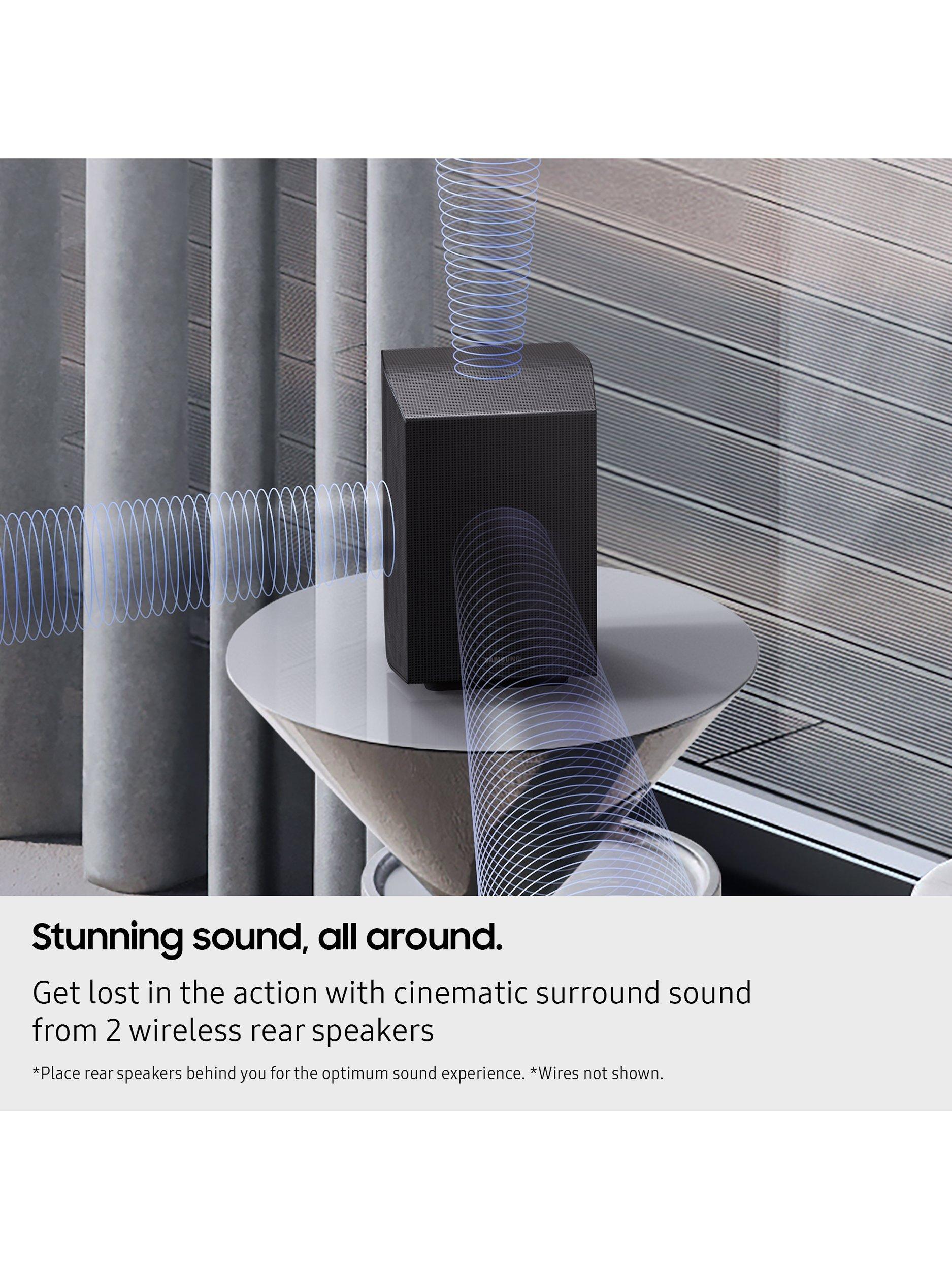 HW-Q930F Bluetooth Wi-Fi Cinematic Soundbar with Dolby Atmos, DTS:X, Wireless Subwoofer & Rear Speakers, Black
