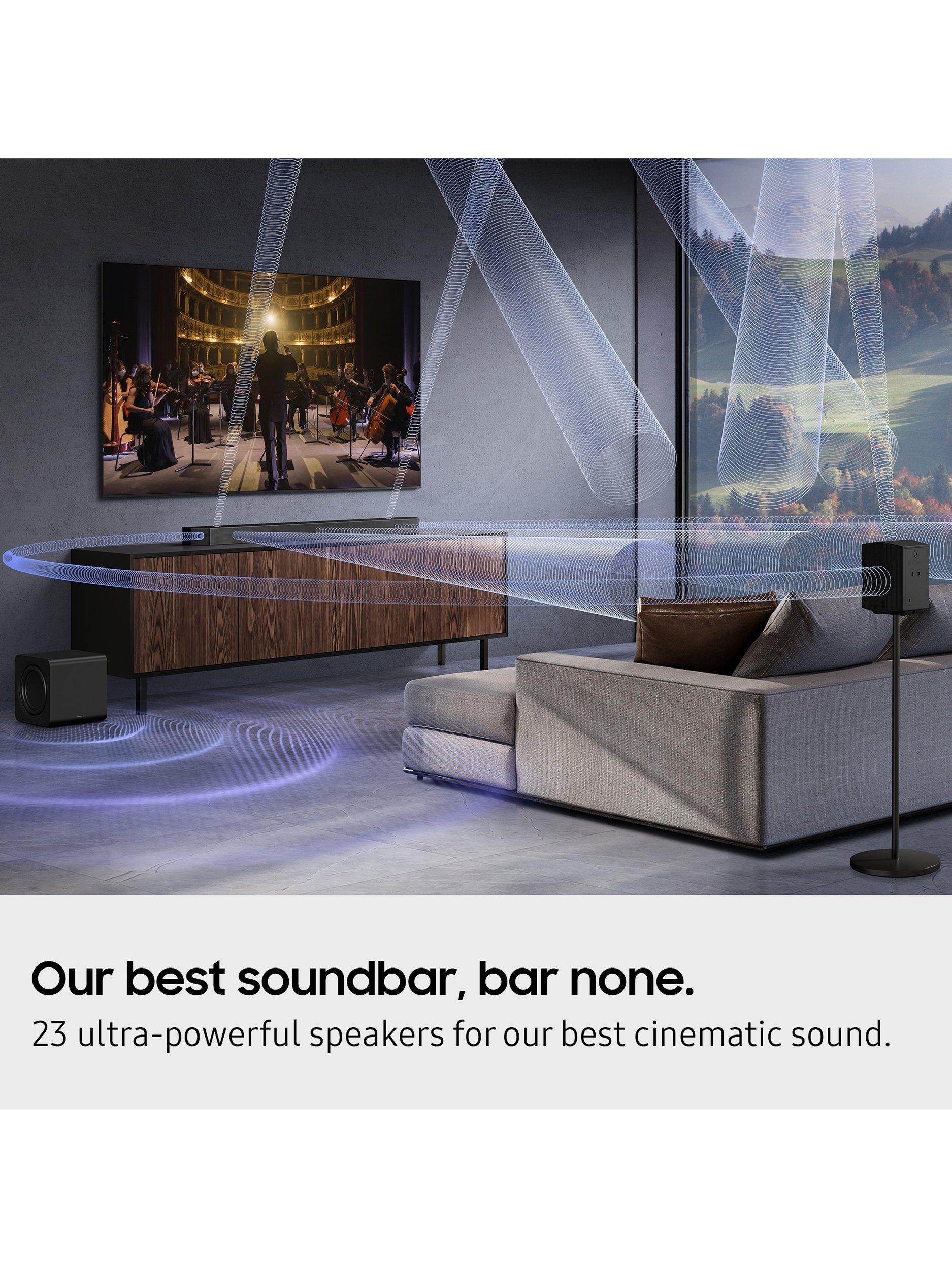 HW-Q990F Bluetooth Wi-Fi Cinematic Soundbar with Dolby Atmos, DTS:X, Wireless Subwoofer & Rear Speakers, Black