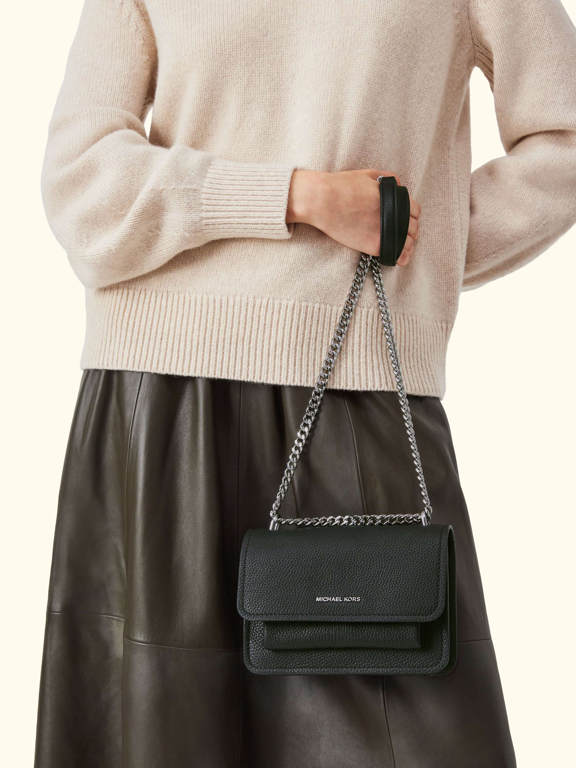 Claire Leather Crossbody Bag, Black