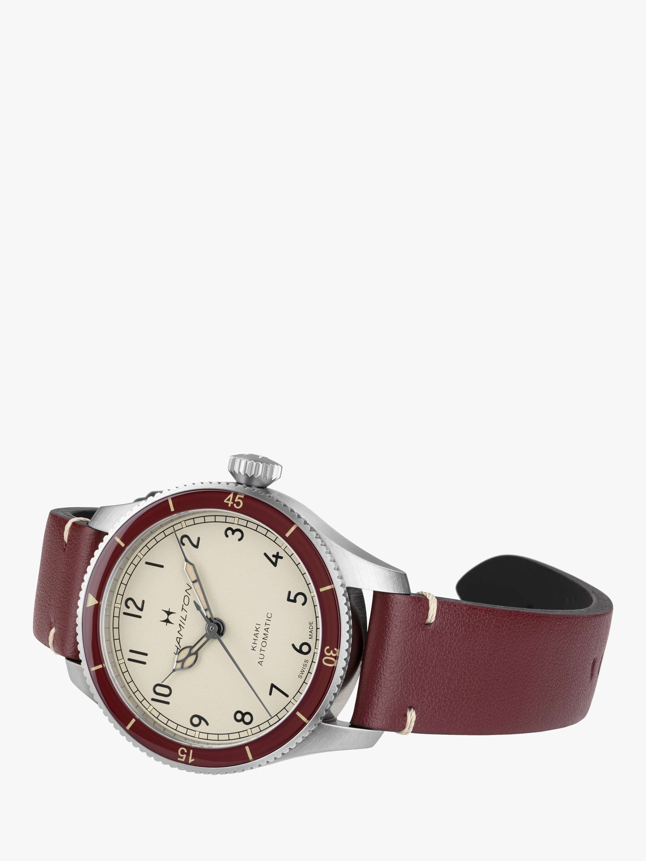 H76265810 Unisex Aviation Pilot Pioneer Leather Strap Watch