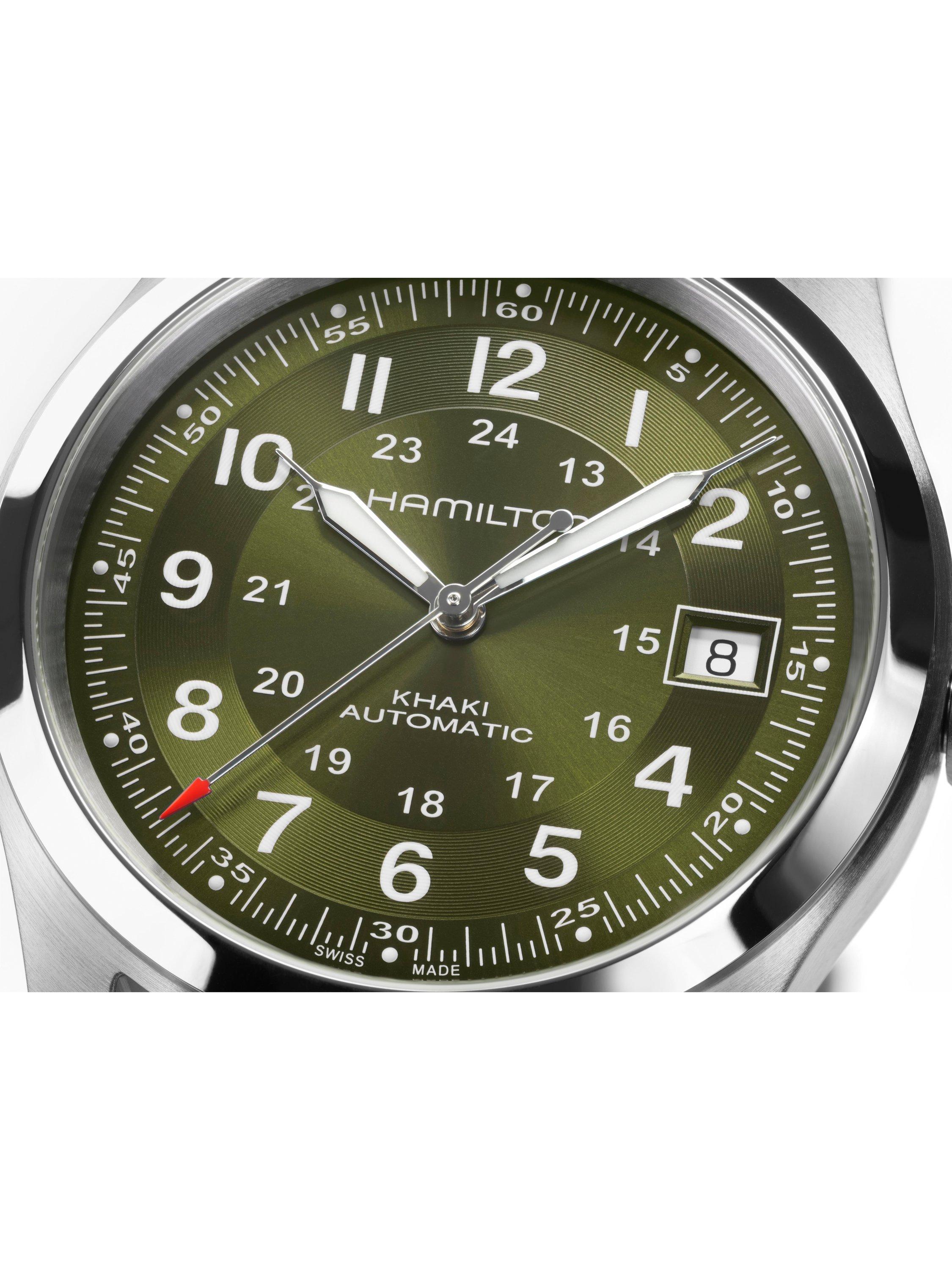 H70455560 Unisex Field Automatic Leather Watch, Green
