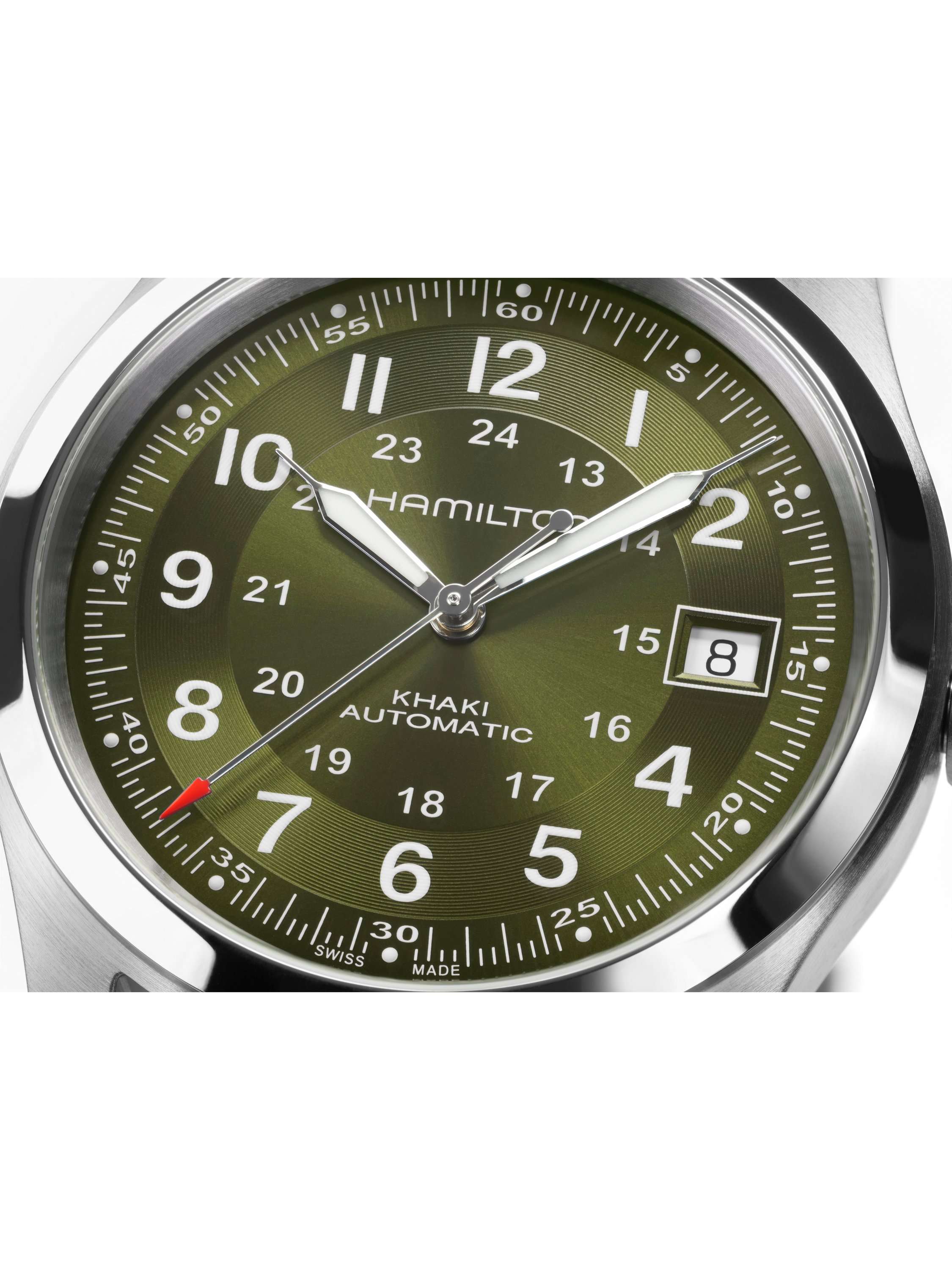 H70455560 Unisex Field Automatic Leather Watch, Green
