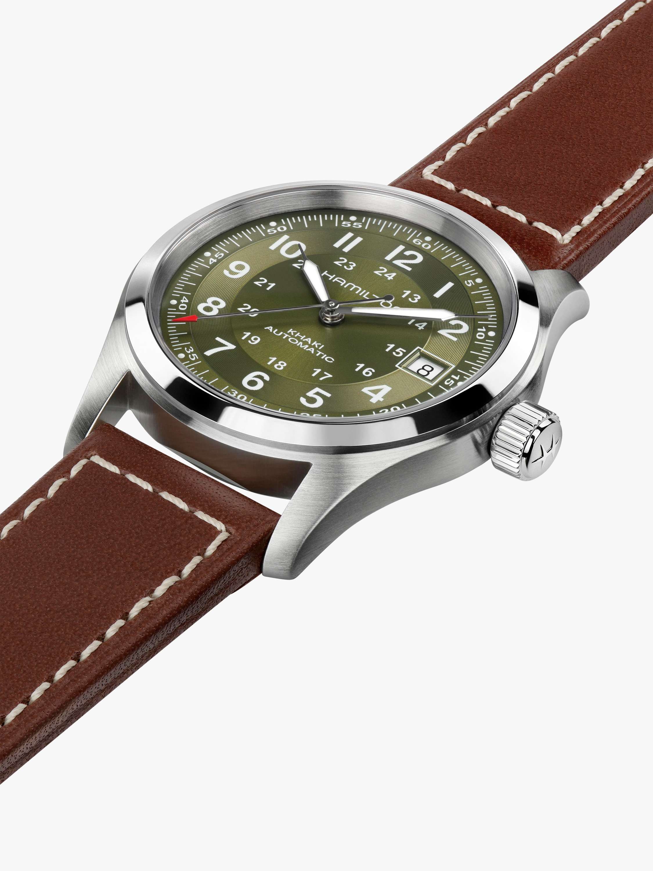 H70455560 Unisex Field Automatic Leather Watch, Green