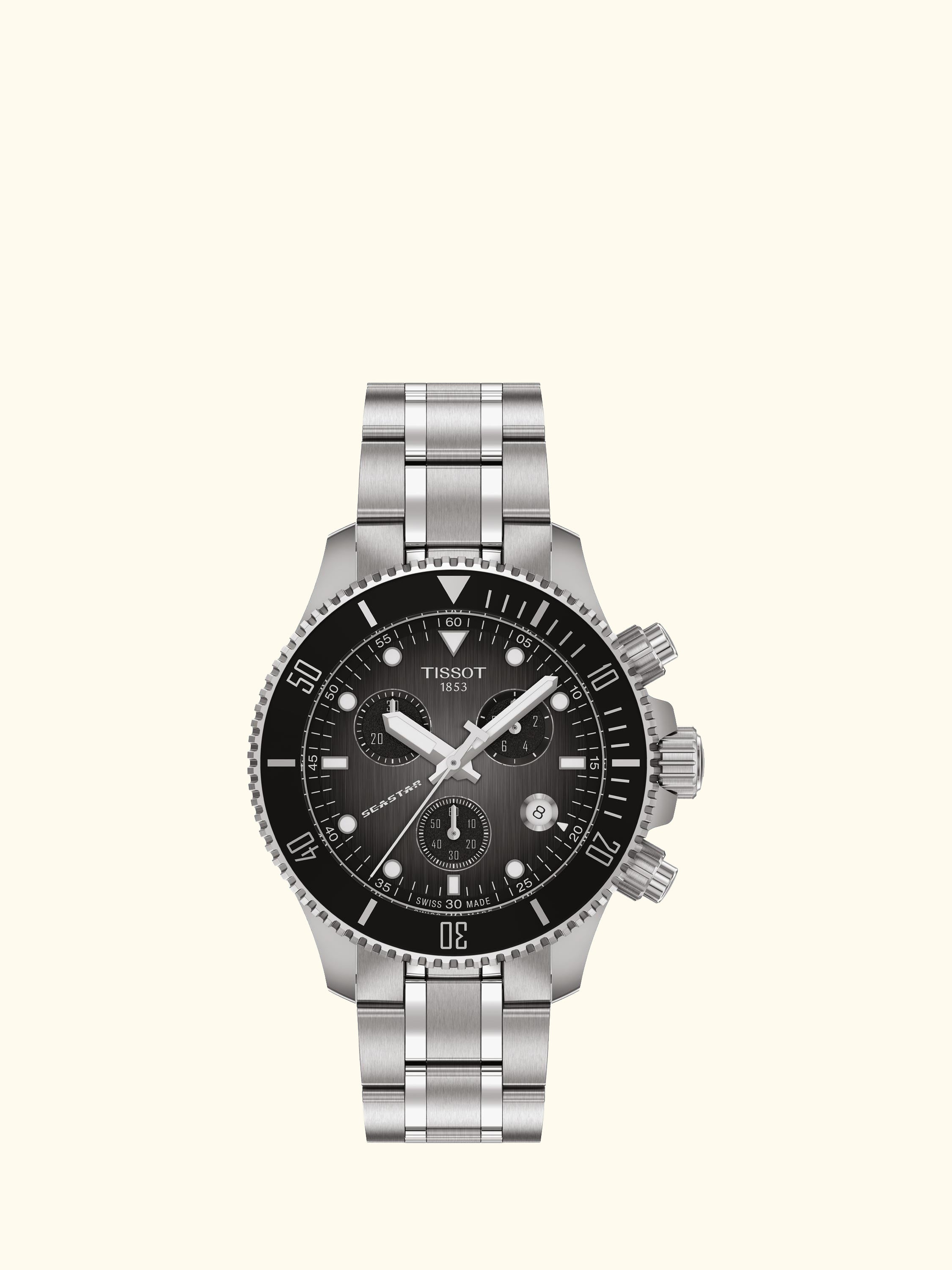 T1202171106100 Seastar Unisex Quartz Chronograph Bracelet Strap Watch, Grey/Silver
