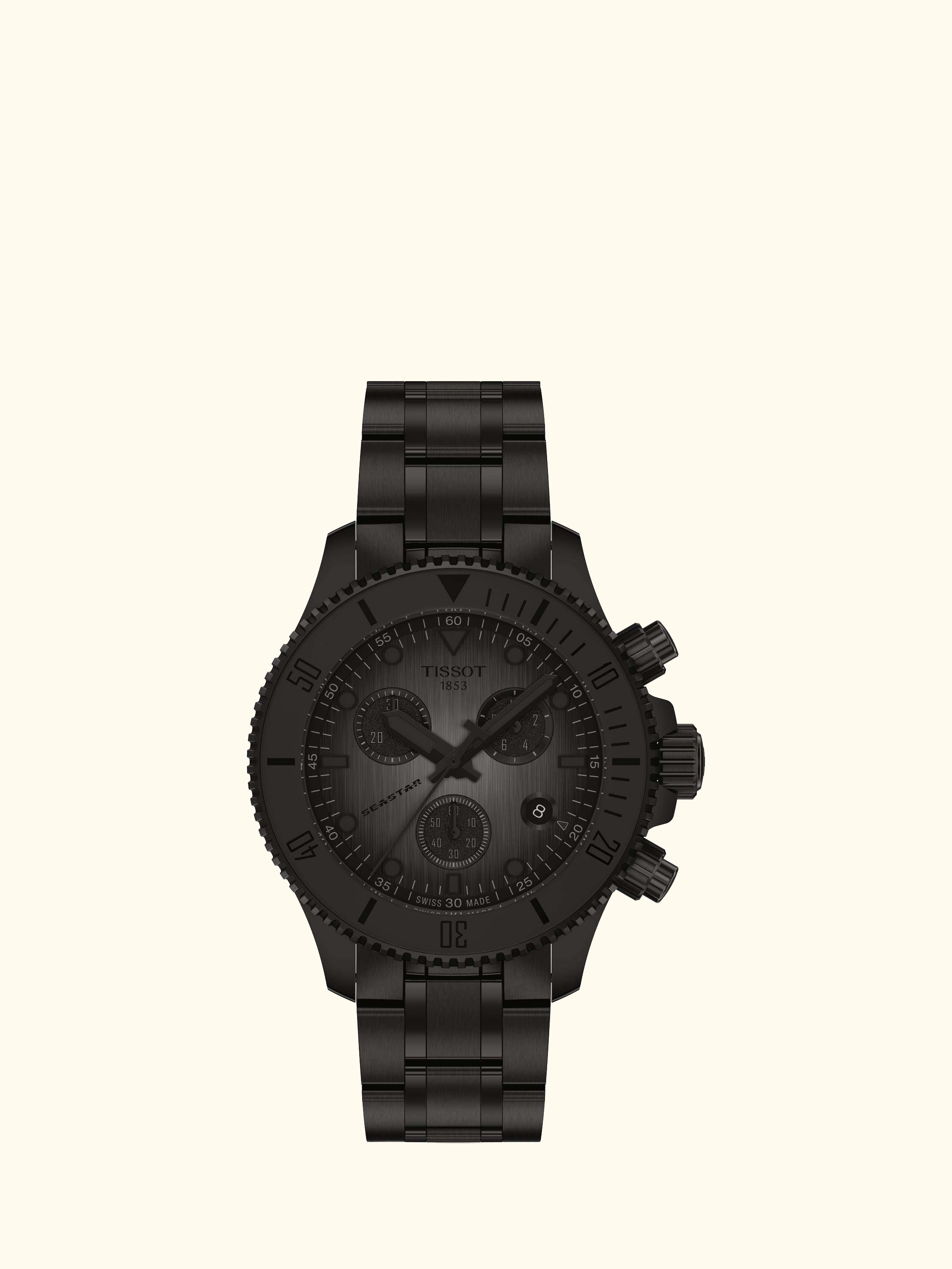 T1202173306100 Seastar Unisex Quartz Chronograph Bracelet Strap Watch, Black