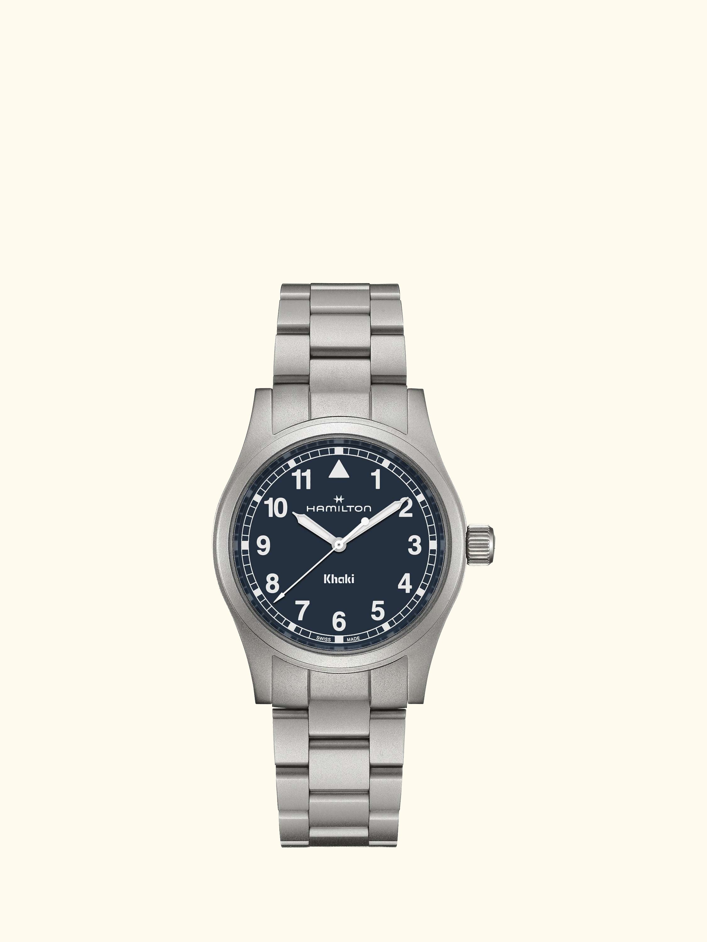 H69301140 Khaki Field Quartz Unisex Bracelet Strap Watch, Navy/Silver