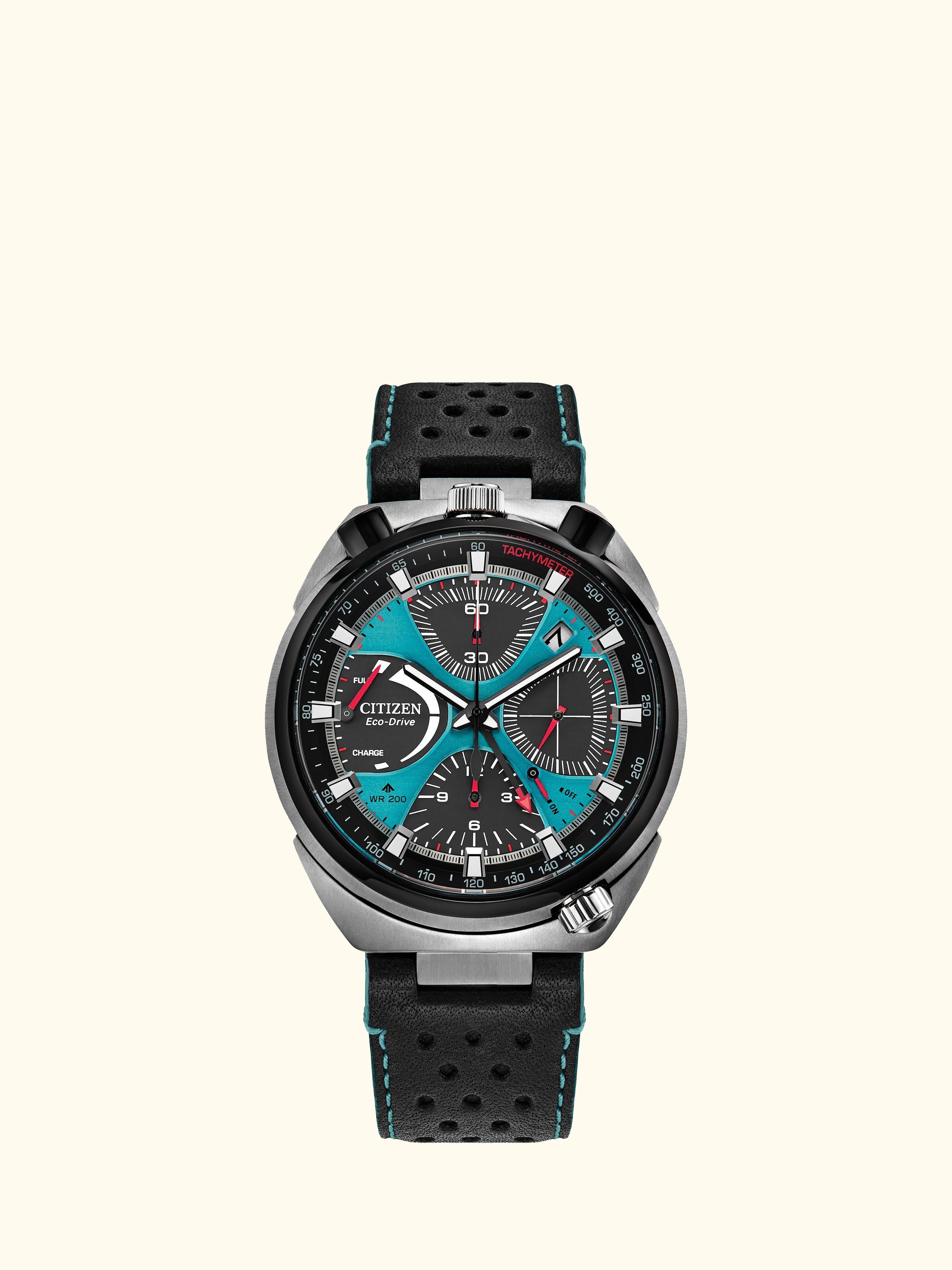 AV0106-01L Men's Promaster Bullhead Racing Chronograph Leather Strap Watch, Blue