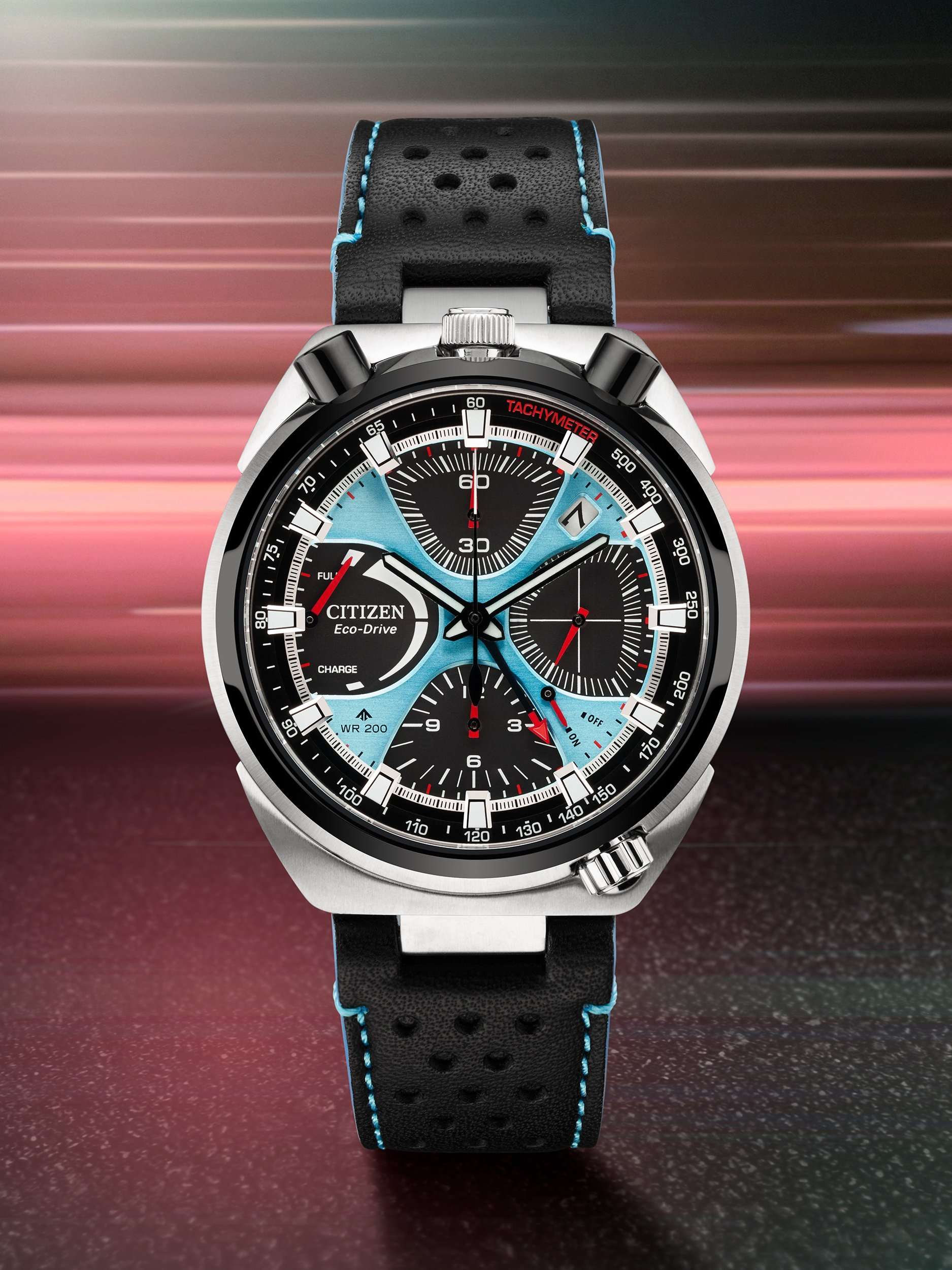 AV0106-01L Men's Promaster Bullhead Racing Chronograph Leather Strap Watch, Blue