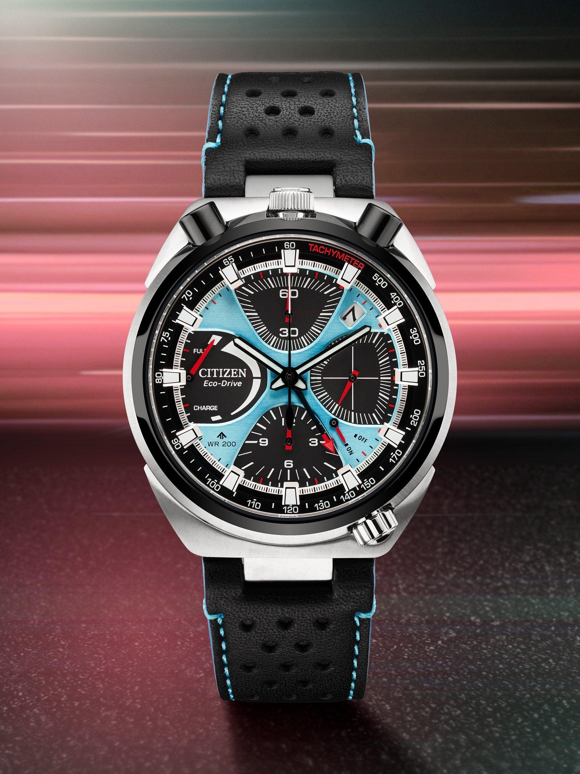 AV0106-01L Men's Promaster Bullhead Racing Chronograph Leather Strap Watch, Blue