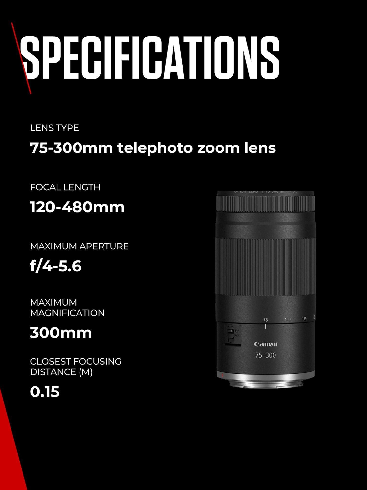 RF 75-300mm F4-5.6 Telephoto Zoom Lens, Black