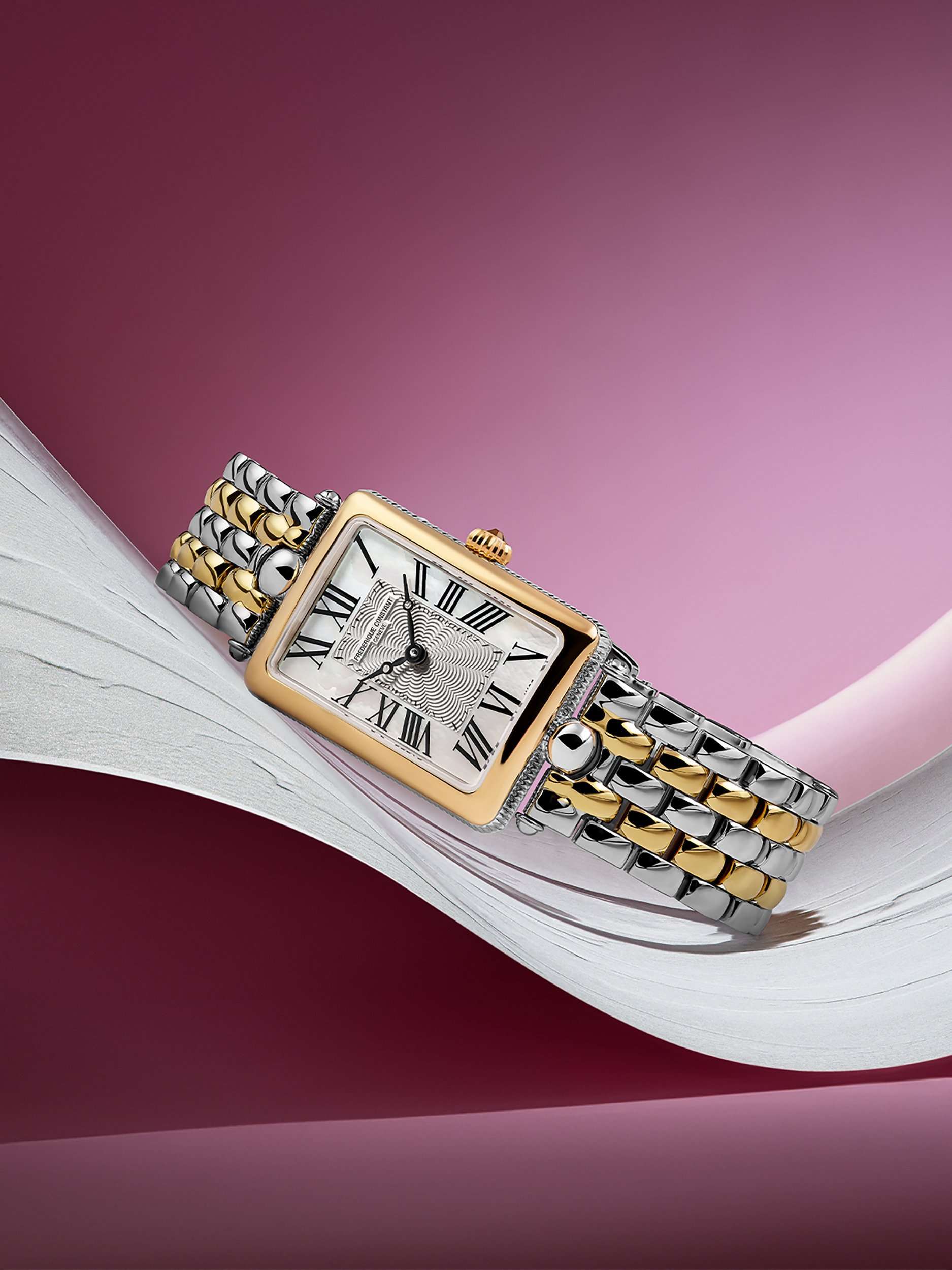 FC-200MPW2AC3B Women's Classics Art Déco Carrée Watch, Two Tone