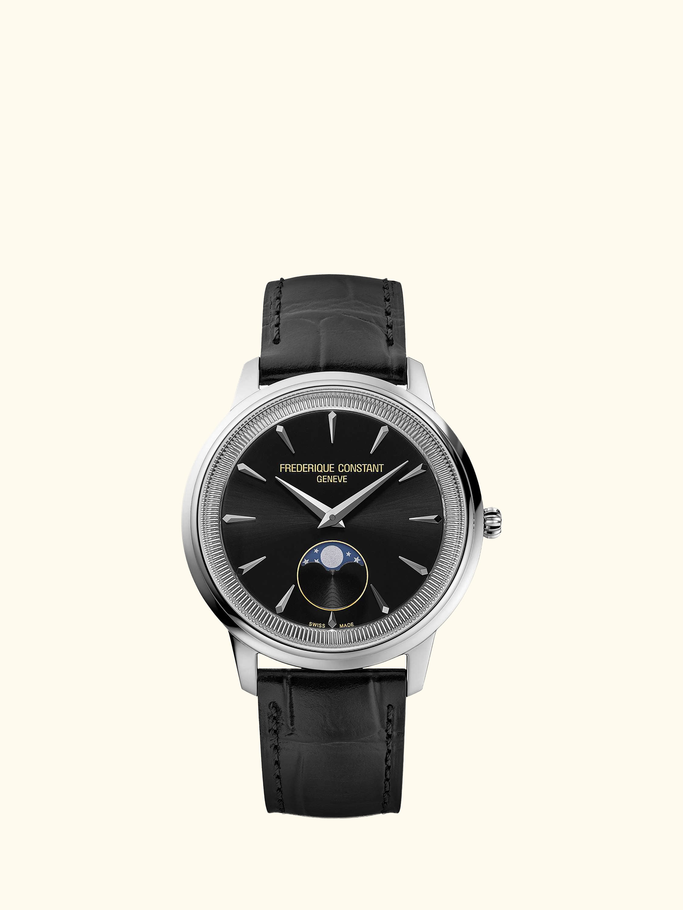 FC-206B3S6 Men's Classics Moneta Moonphase Watch, Black