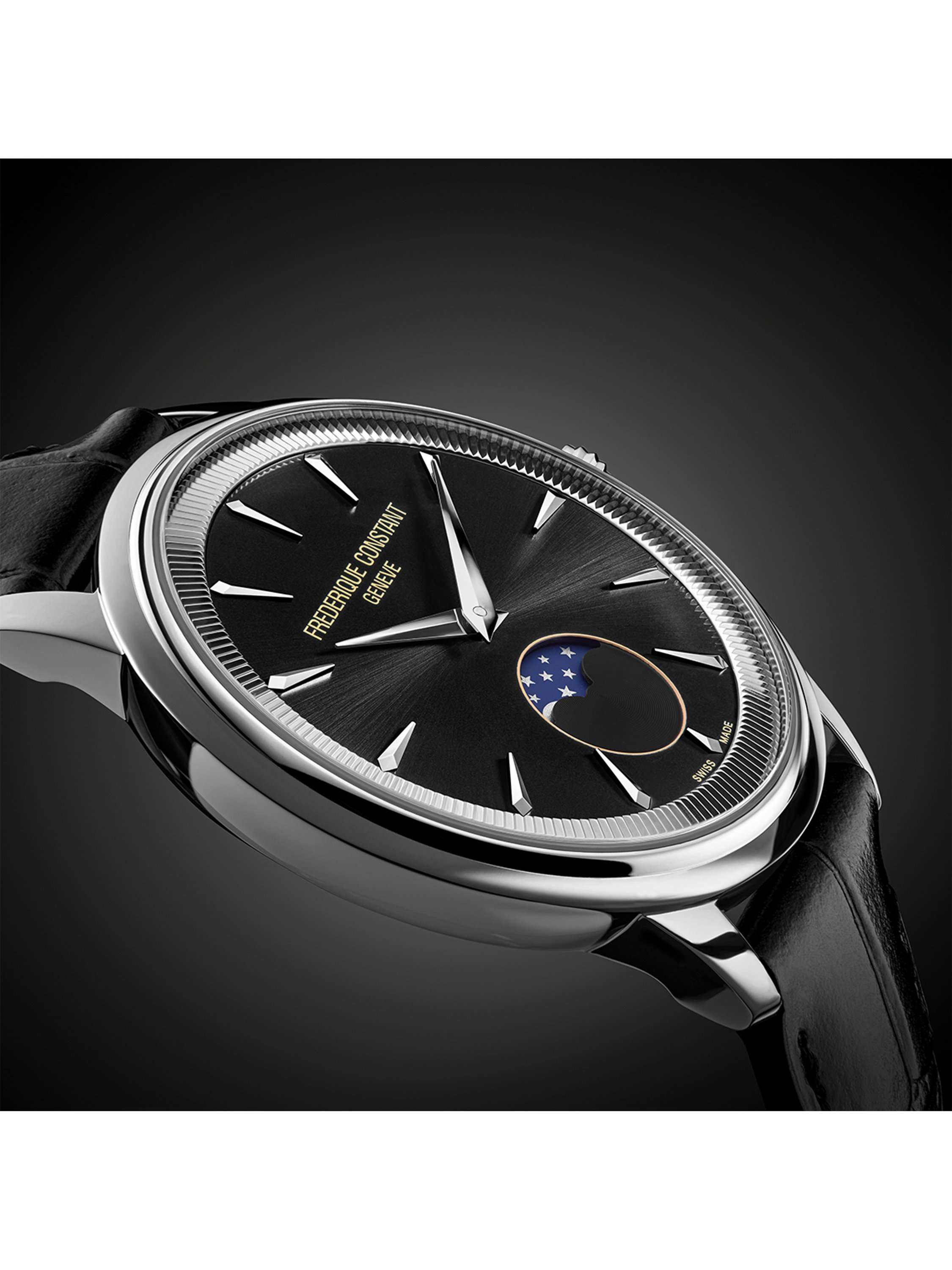 FC-206B3S6 Men's Classics Moneta Moonphase Watch, Black