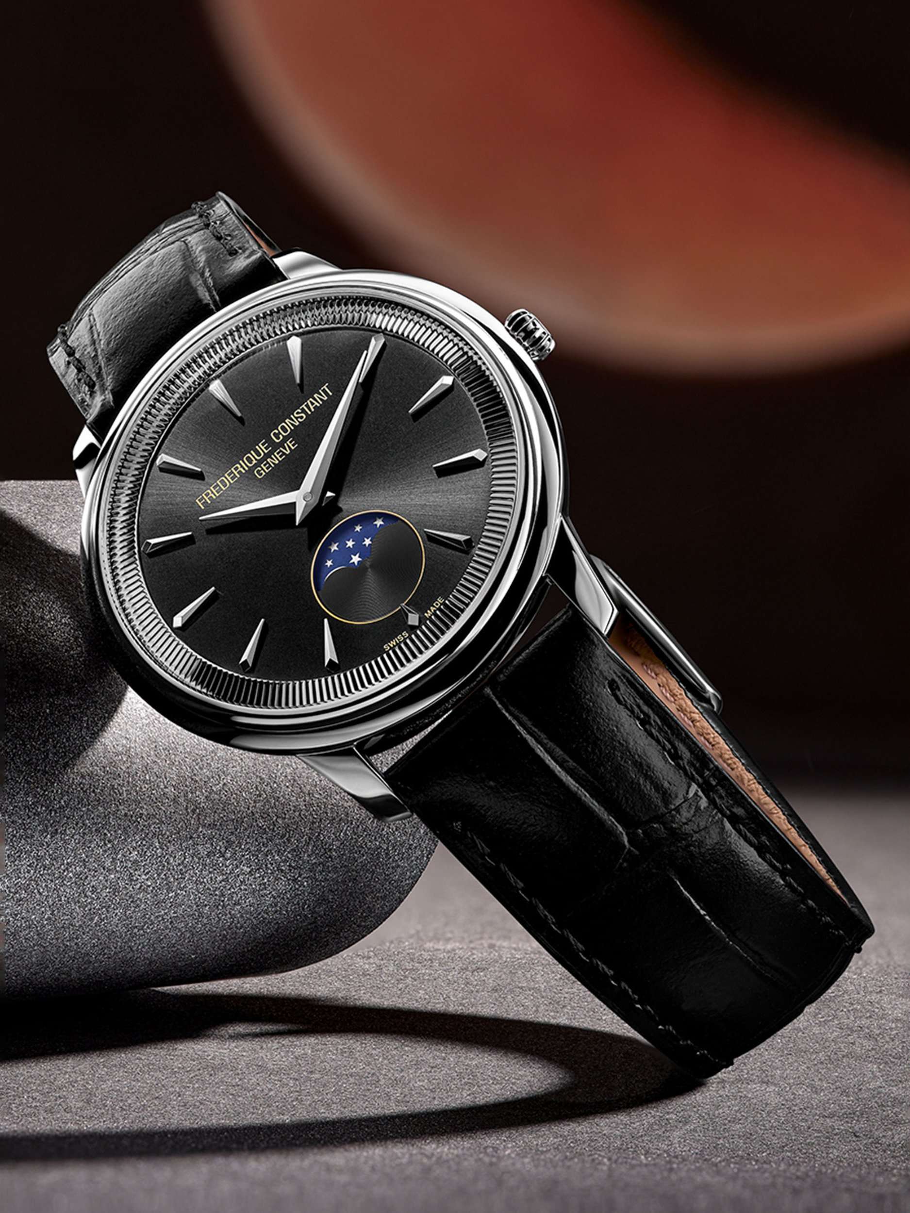 FC-206B3S6 Men's Classics Moneta Moonphase Watch, Black