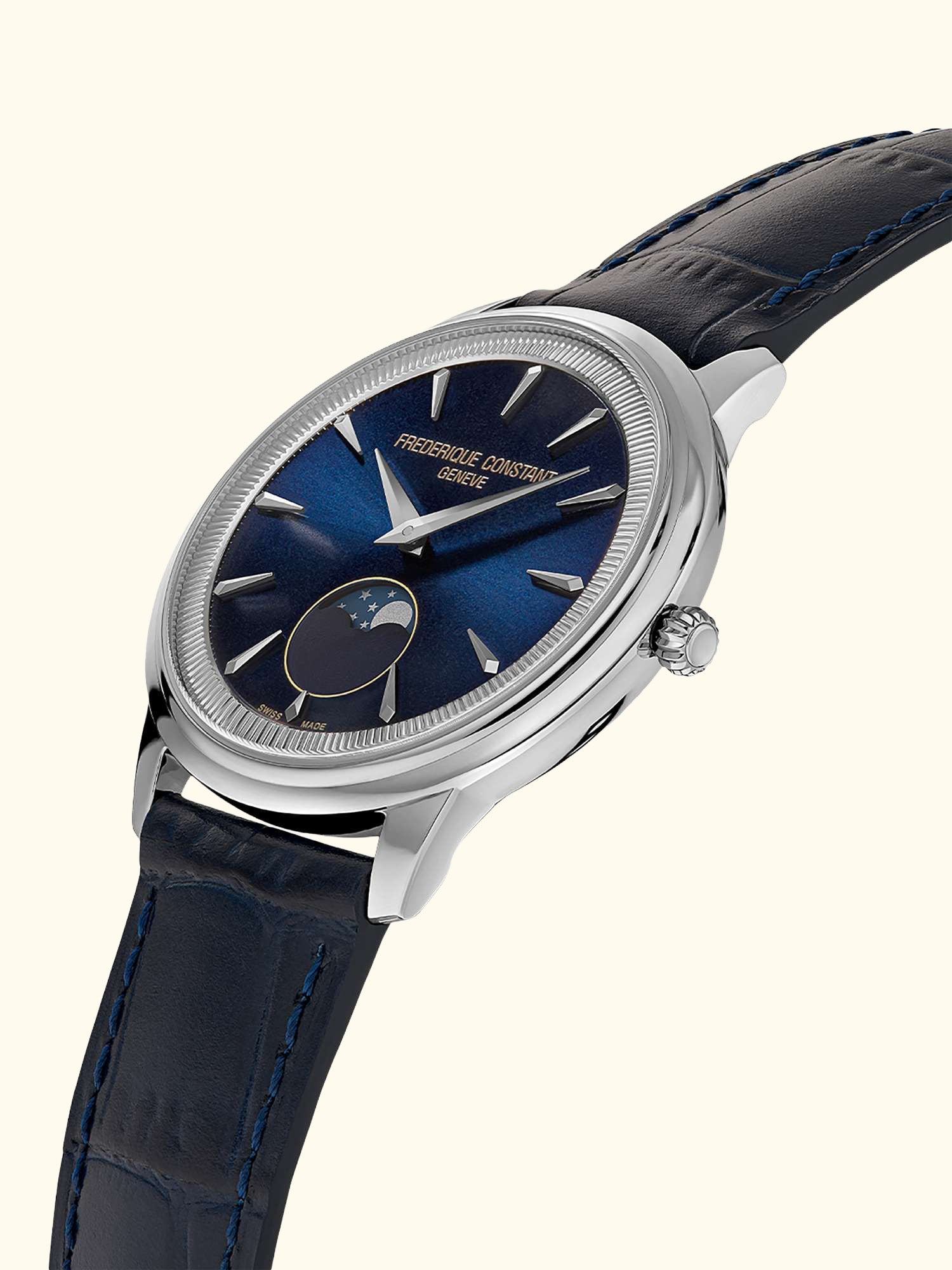 FC-206N3S6 Men's Classics Moneta Moonphase Watch, Blue