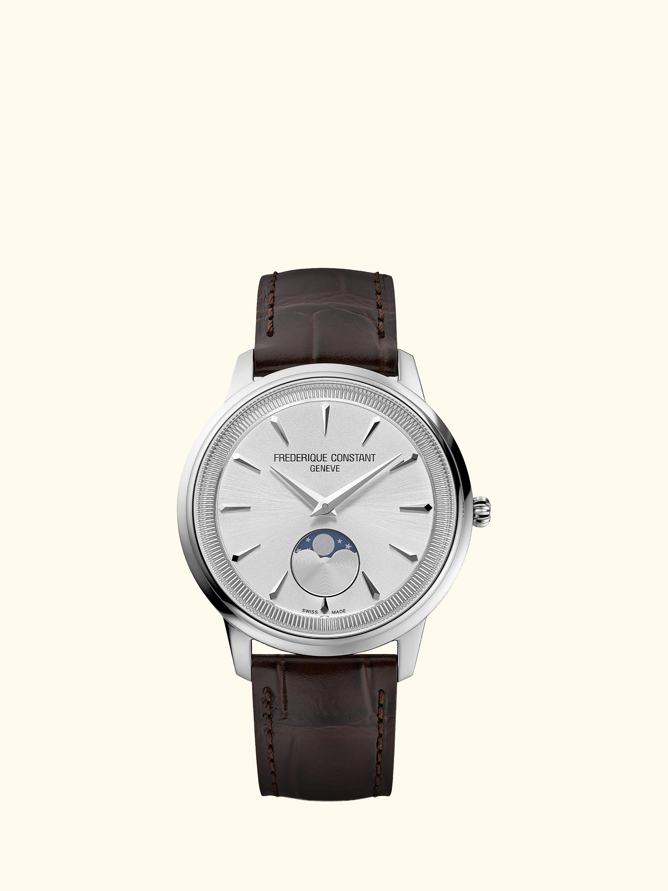FC-206S3S6 Men's Classics Moneta Moonphase Watch, White