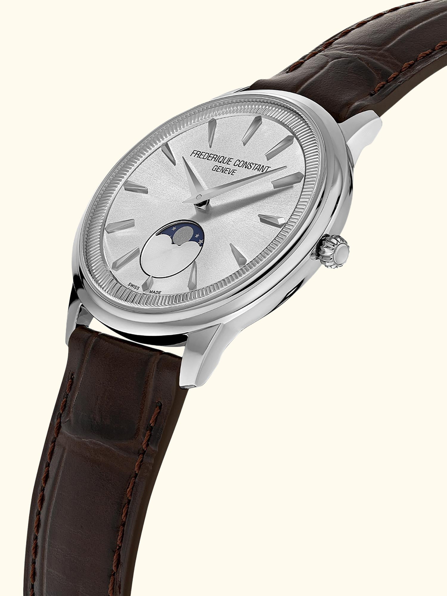 FC-206S3S6 Men's Classics Moneta Moonphase Watch, White