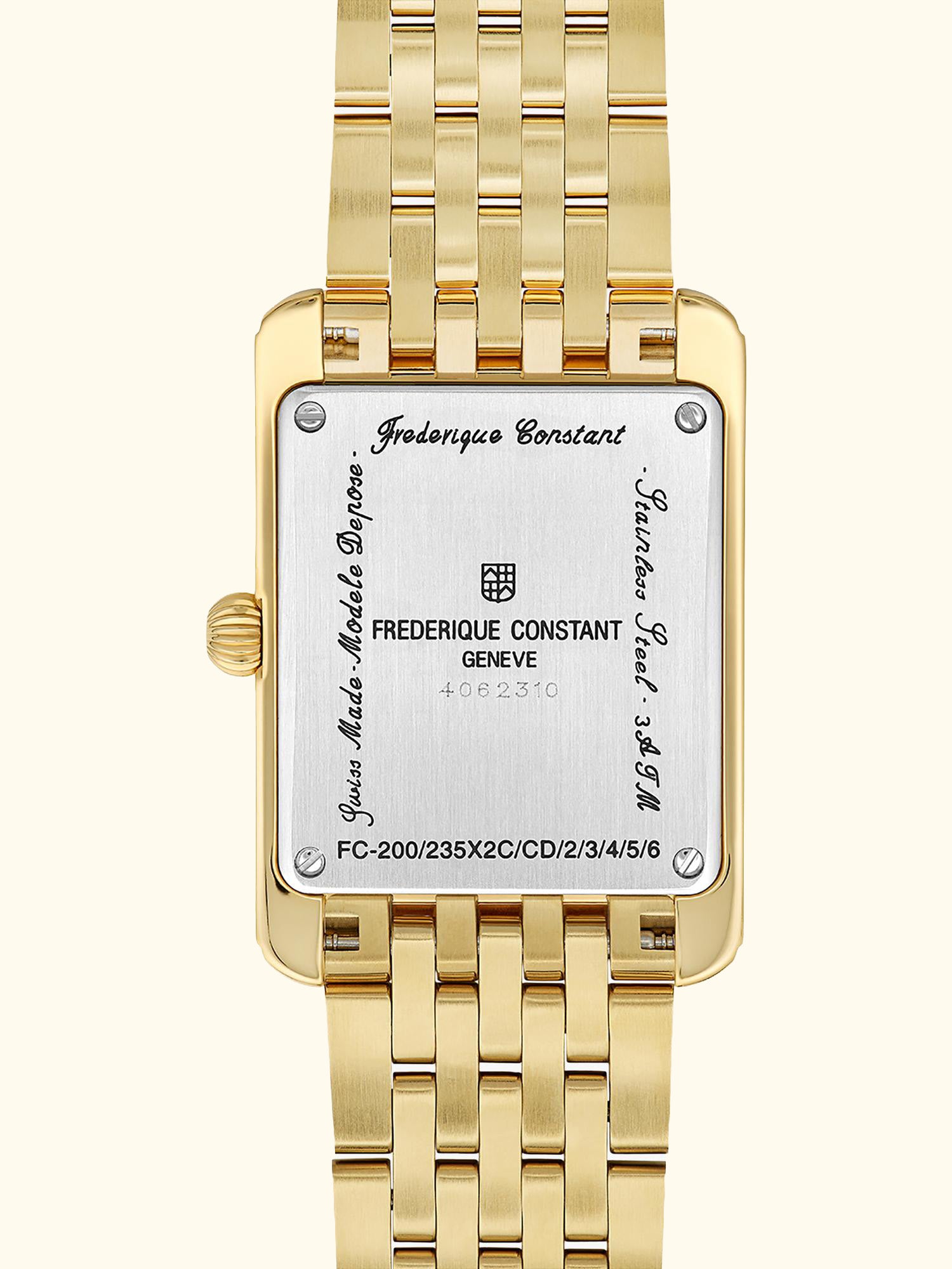 FC-235S2C5B Women's Rectangle Bracelet Strap Watch, Gold