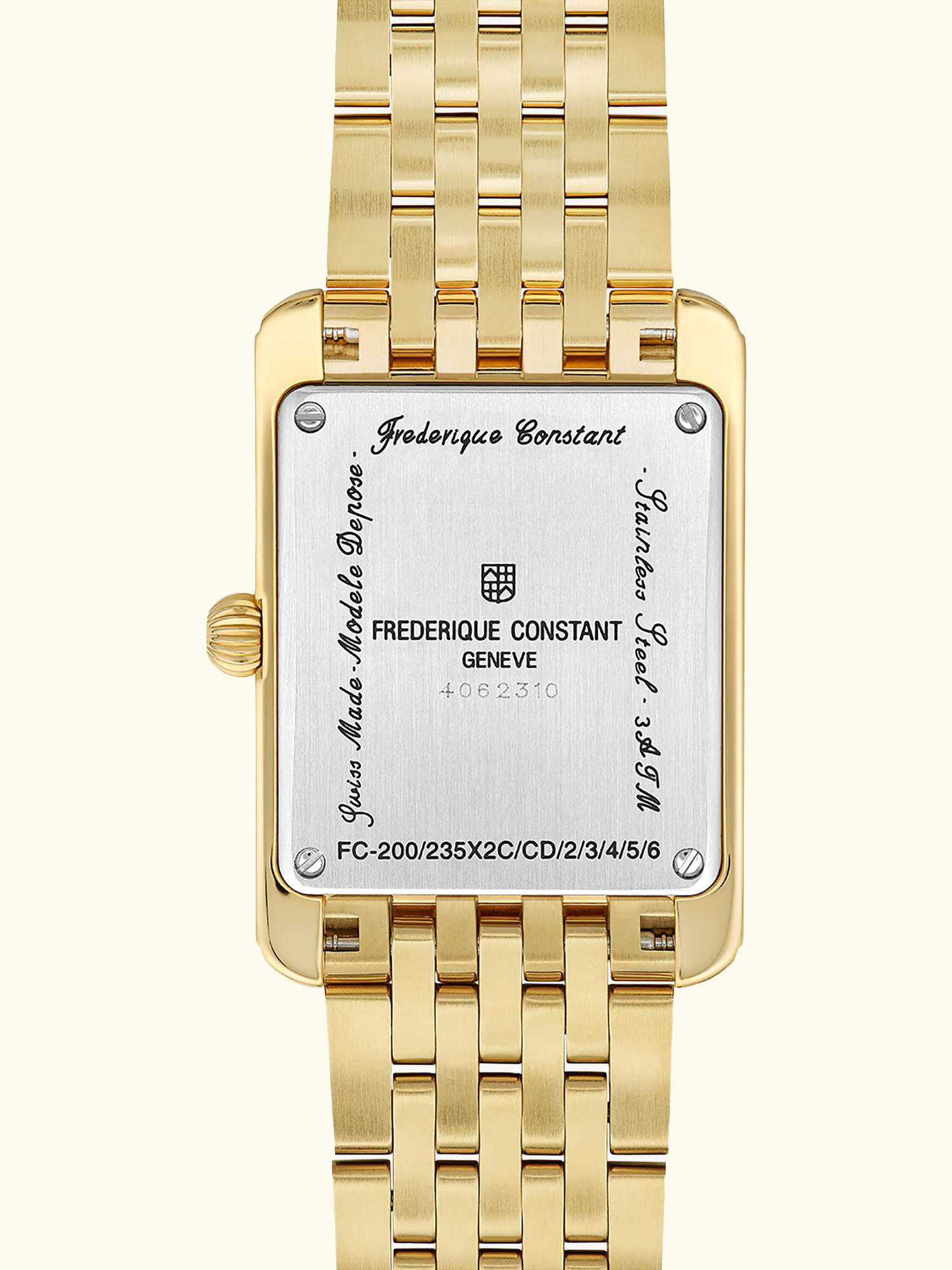 FC-235S2C5B Women's Rectangle Bracelet Strap Watch, Gold