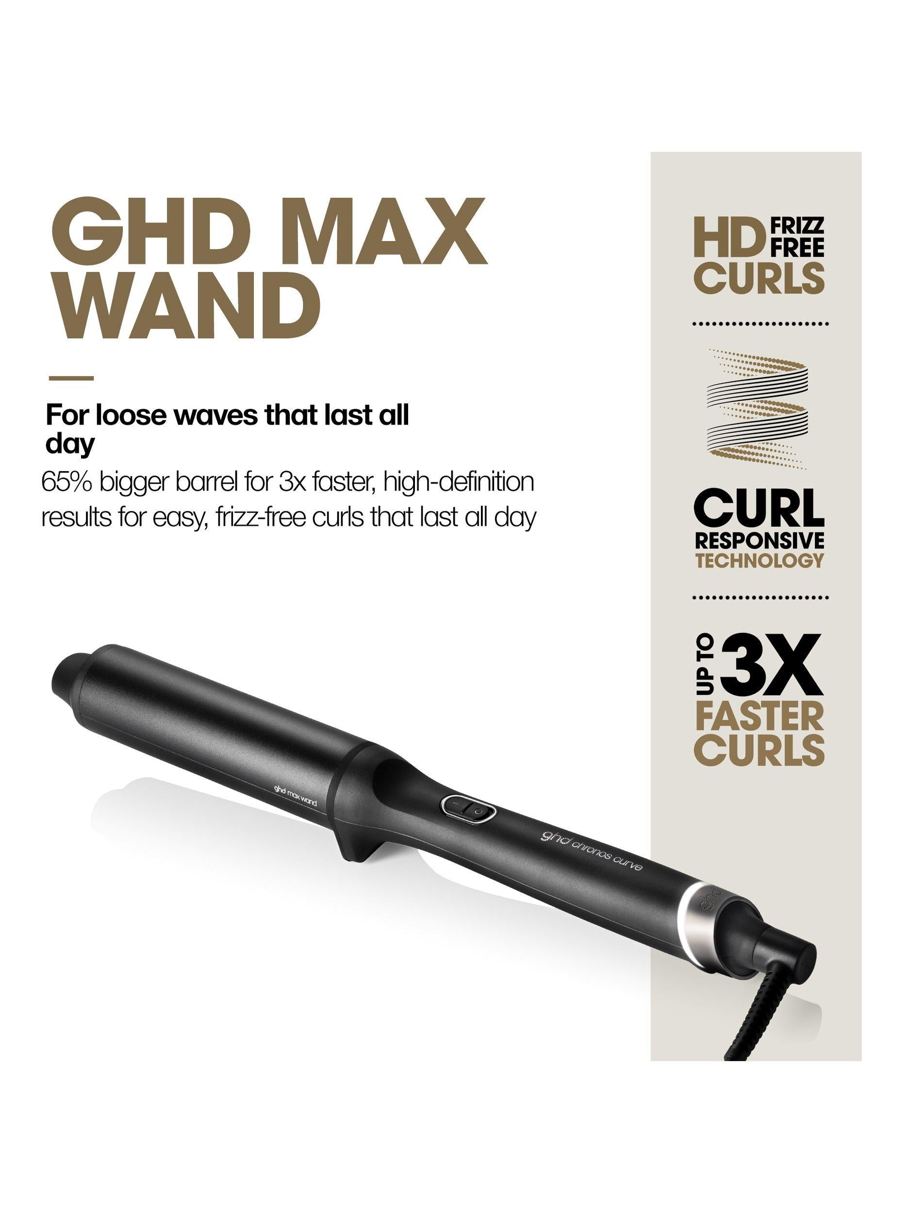 Chronos Curve Max Wand 38mm Hair Curler, Black