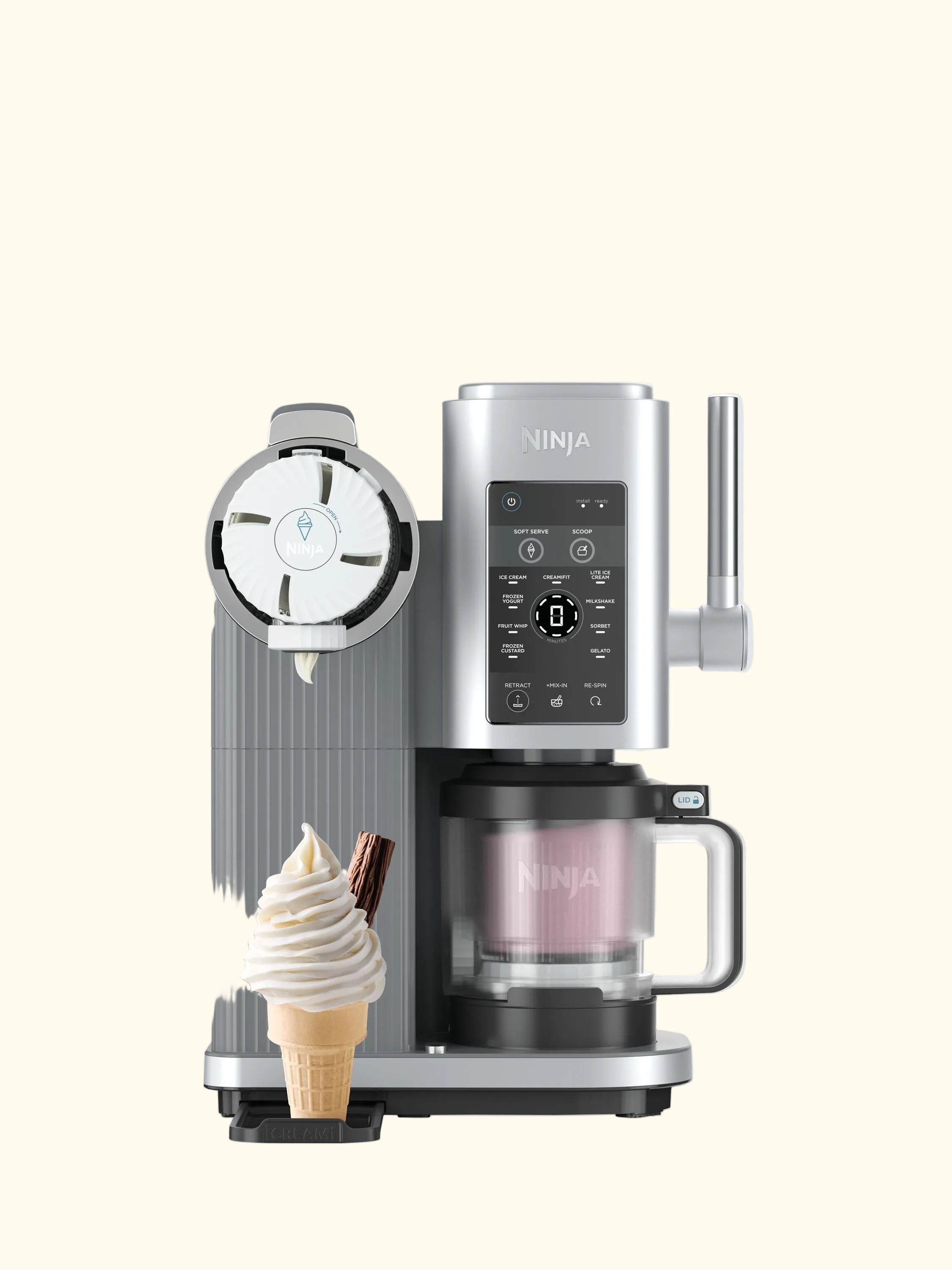 CREAMi Scoop & Swirl NC701UK 13-in-1 Ice Cream & Soft Serve Maker, Silver