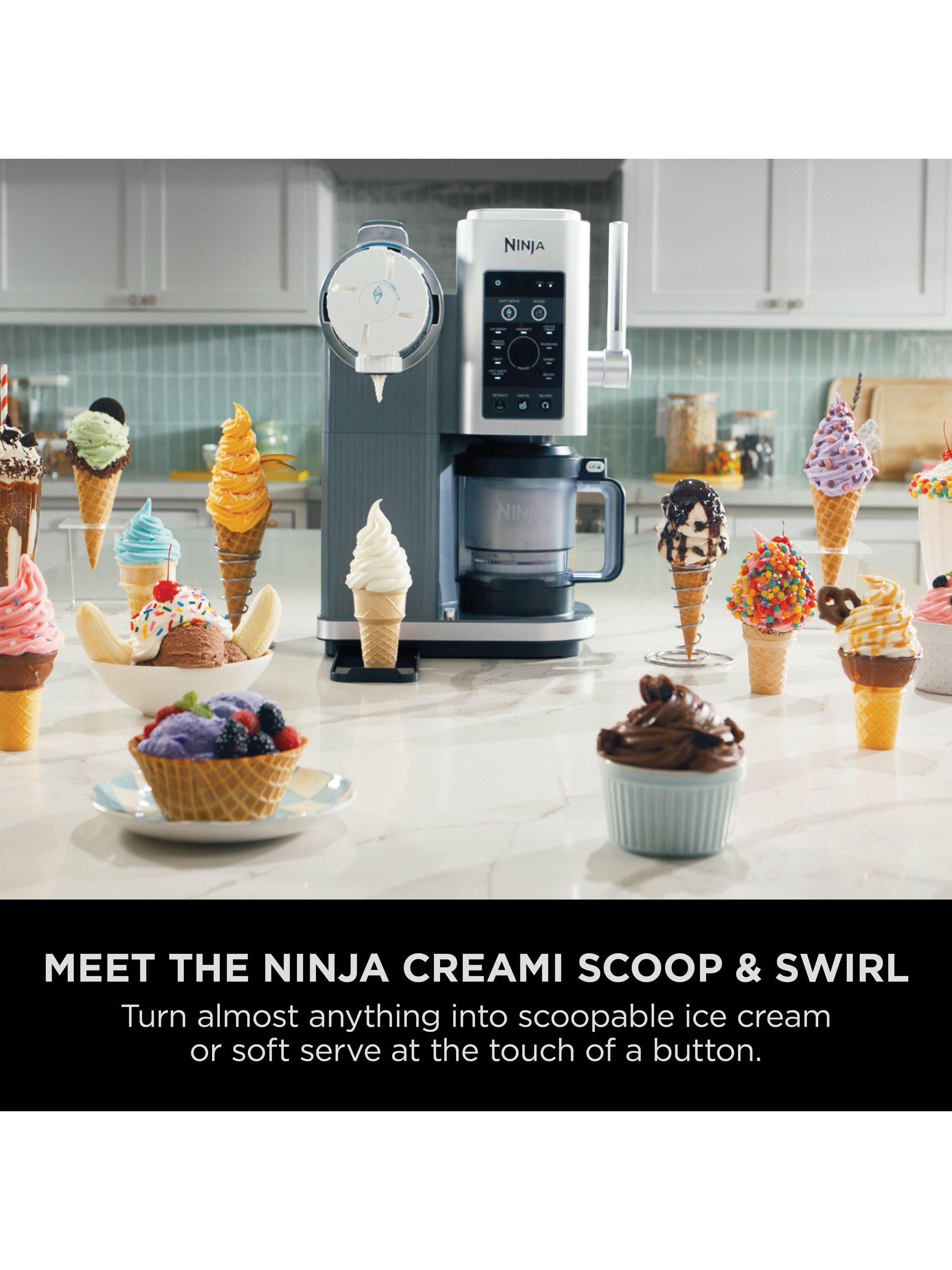 CREAMi Scoop & Swirl NC701UK 13-in-1 Ice Cream & Soft Serve Maker, Silver