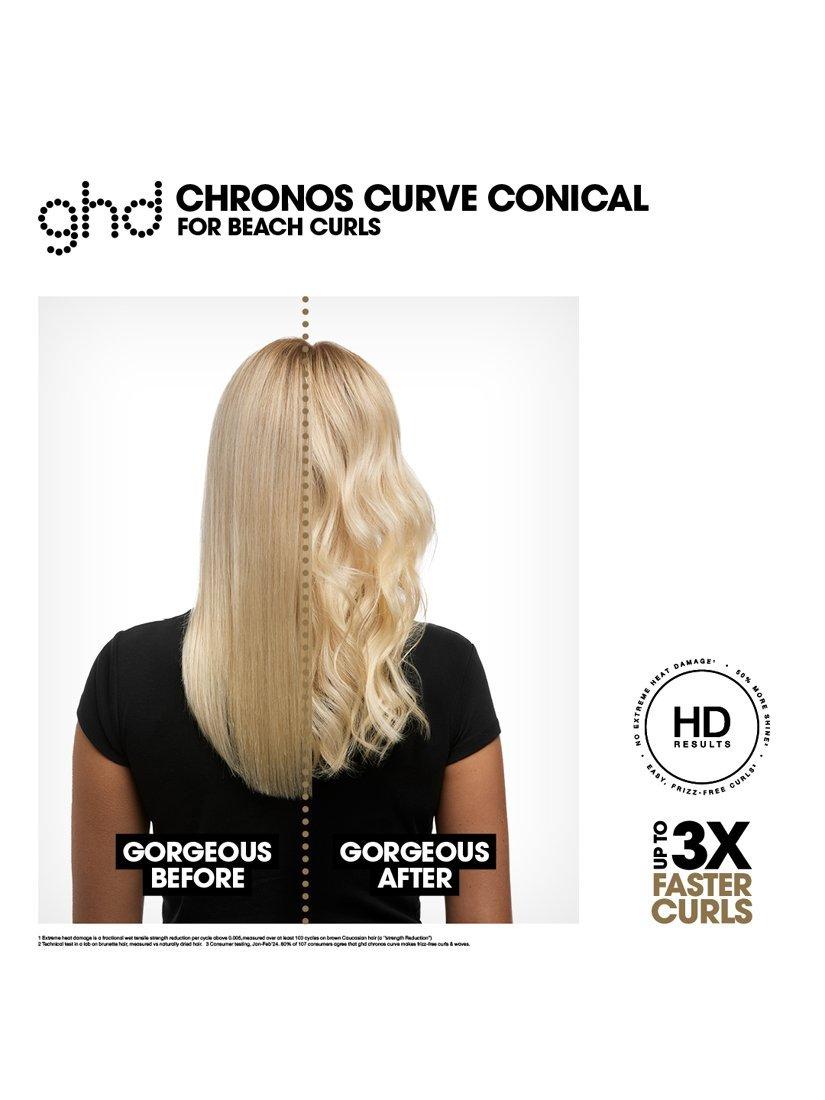 Chronos Curve Conical Wand Hair Curler, Black
