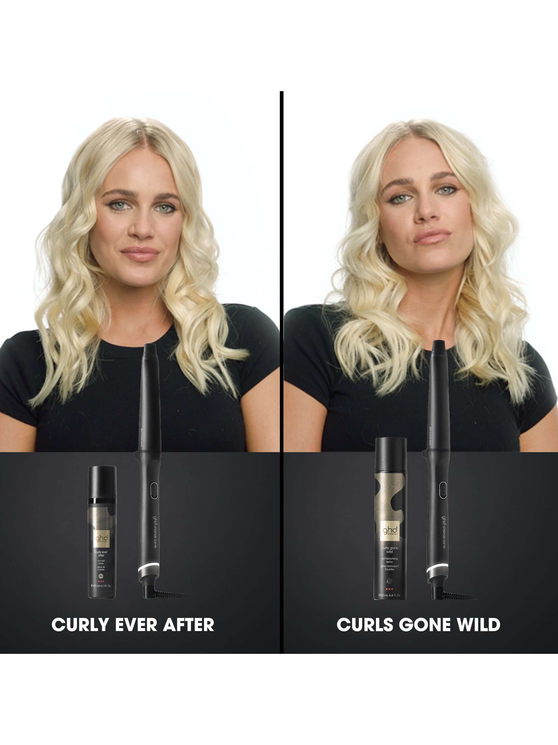 Chronos Curve Conical Wand Hair Curler, Black