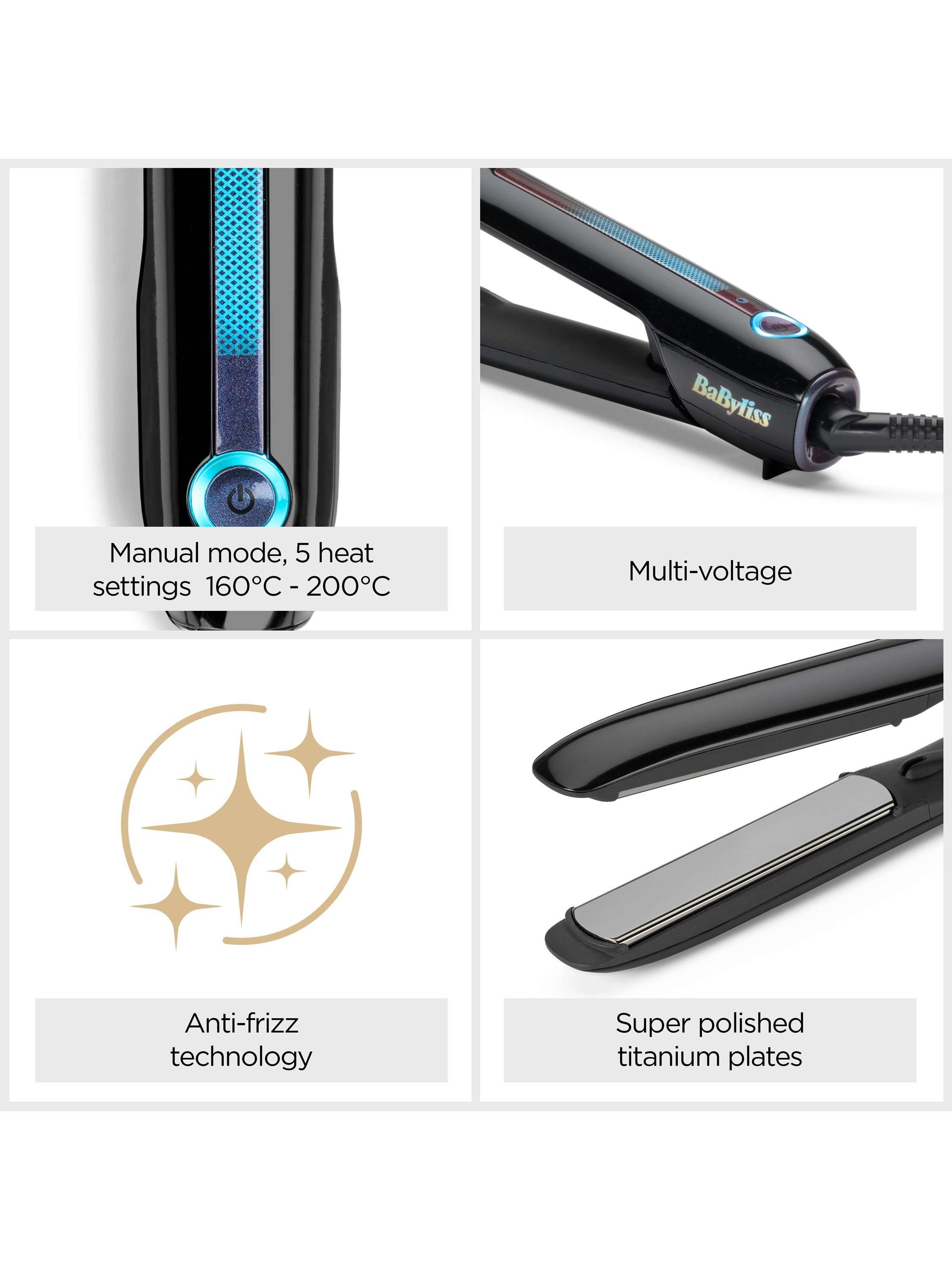 Sensor Protect Styler Intelligent Hair Straighteners, Black