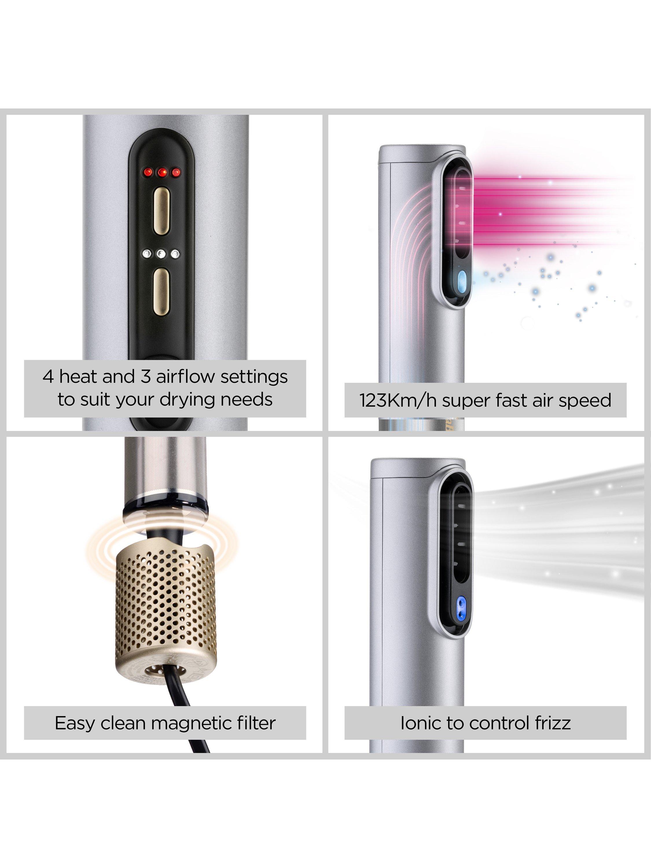 Air Wand Limited Edition Hair Dryer, Smoothing & Volumising All-in-One, Silver