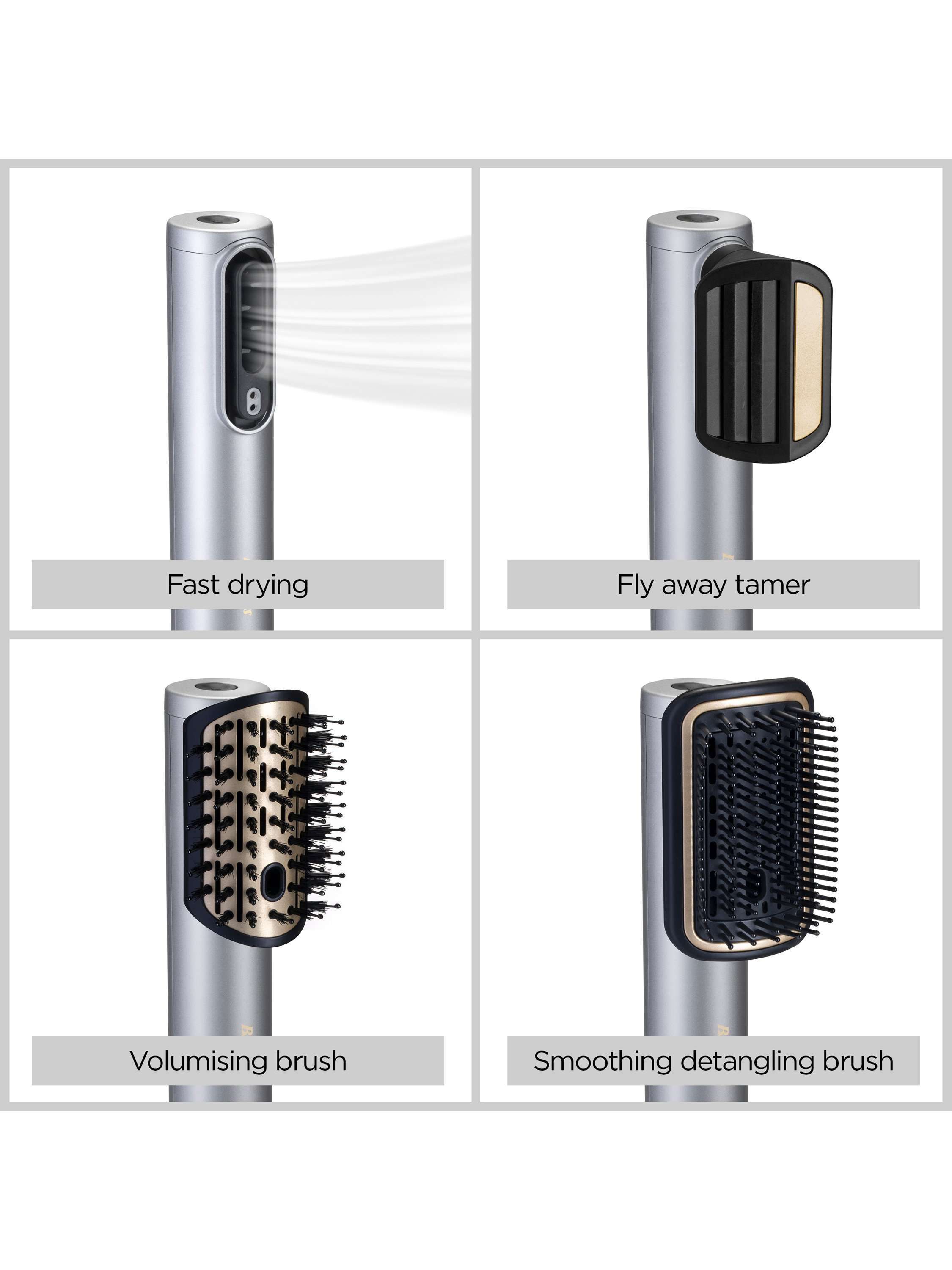 Air Wand Limited Edition Hair Dryer, Smoothing & Volumising All-in-One, Silver