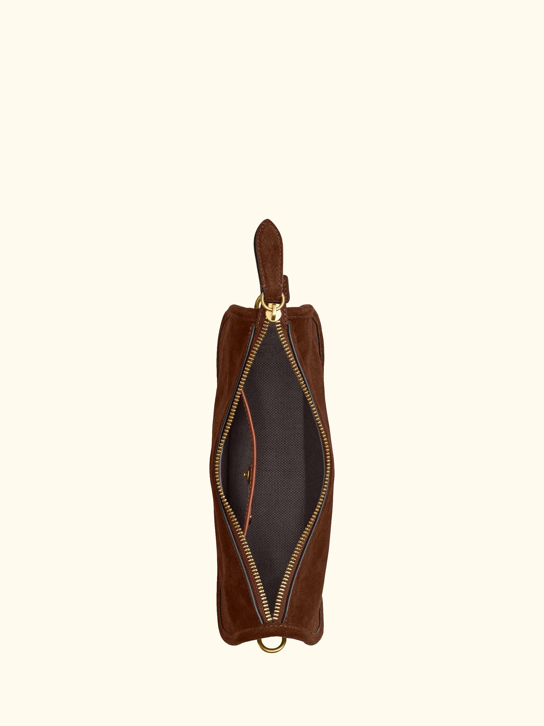 Waverly Suede Shoulder Bag, Warm Brown