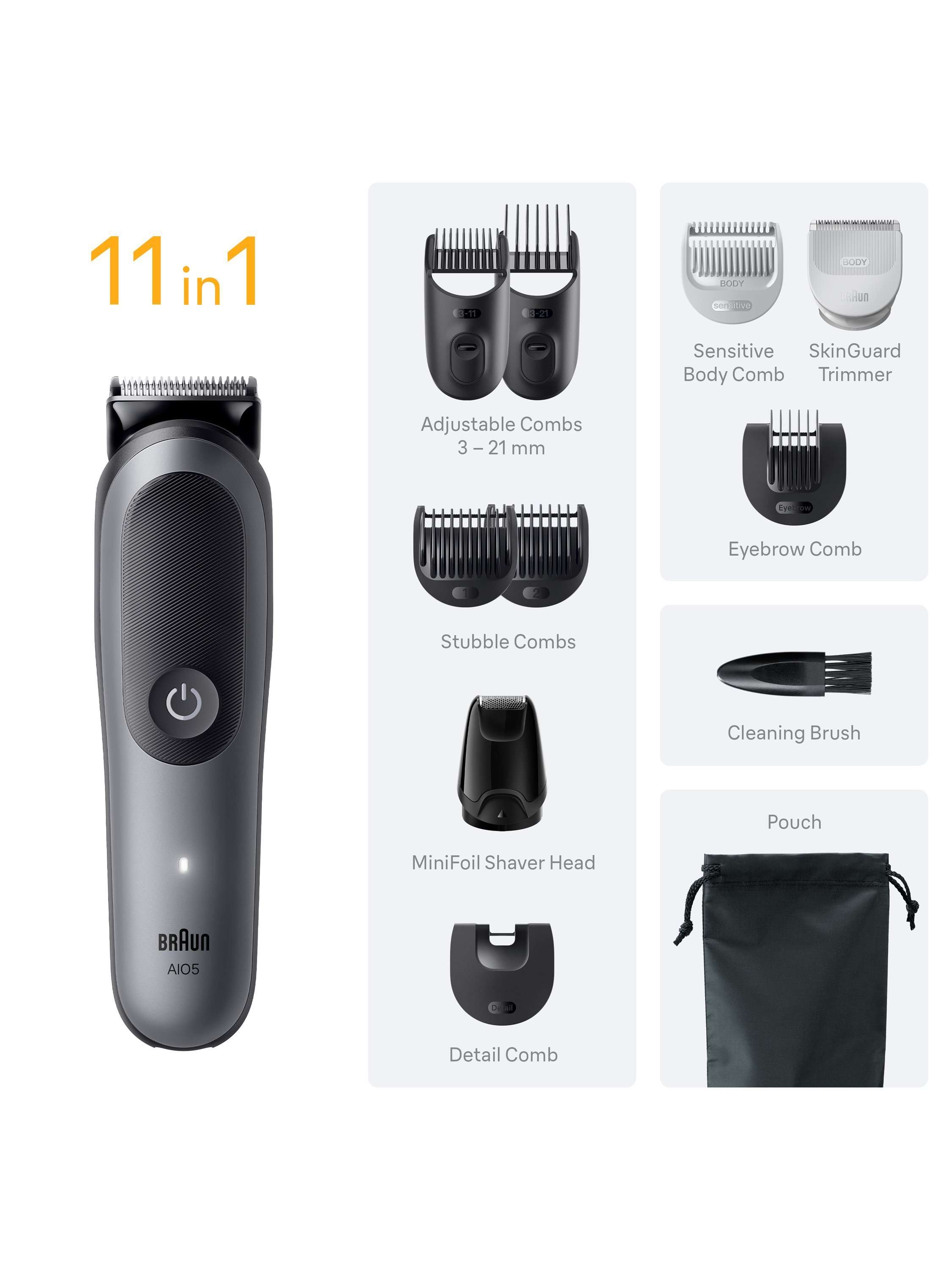 AIO Series 5 11-in-1 Grooming Tool Kit, Black