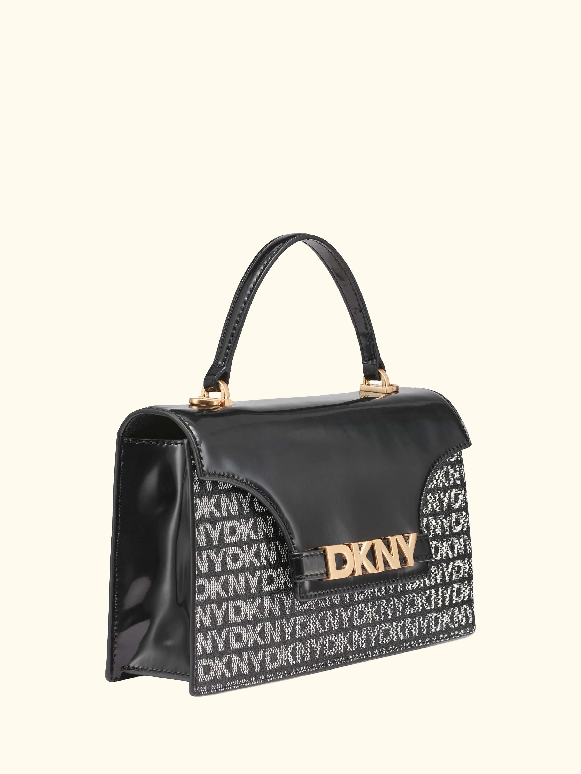 Avril Leather Flap Satchel Bag, Black Logo/ Black
