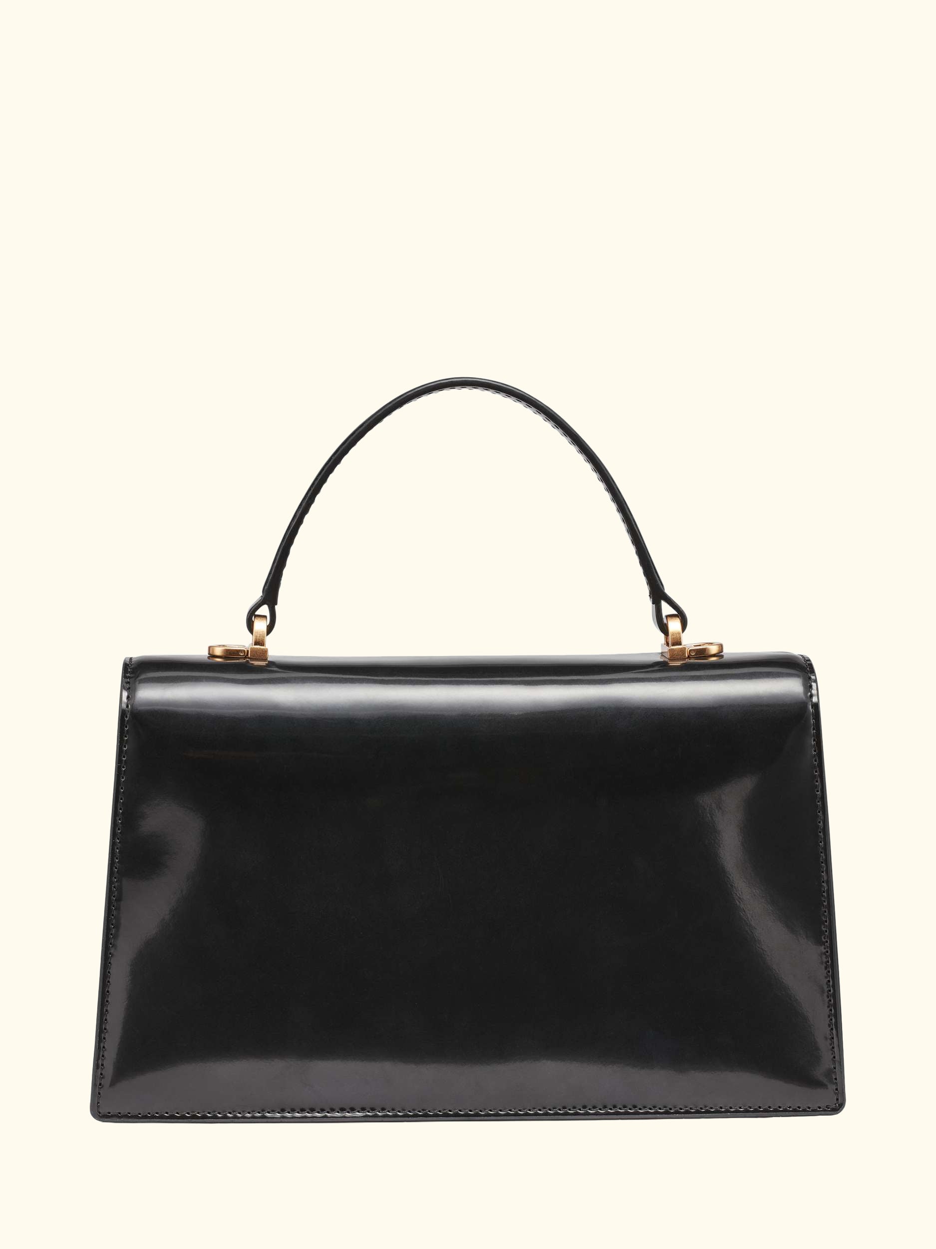 Avril Leather Flap Satchel Bag, Black Logo/ Black