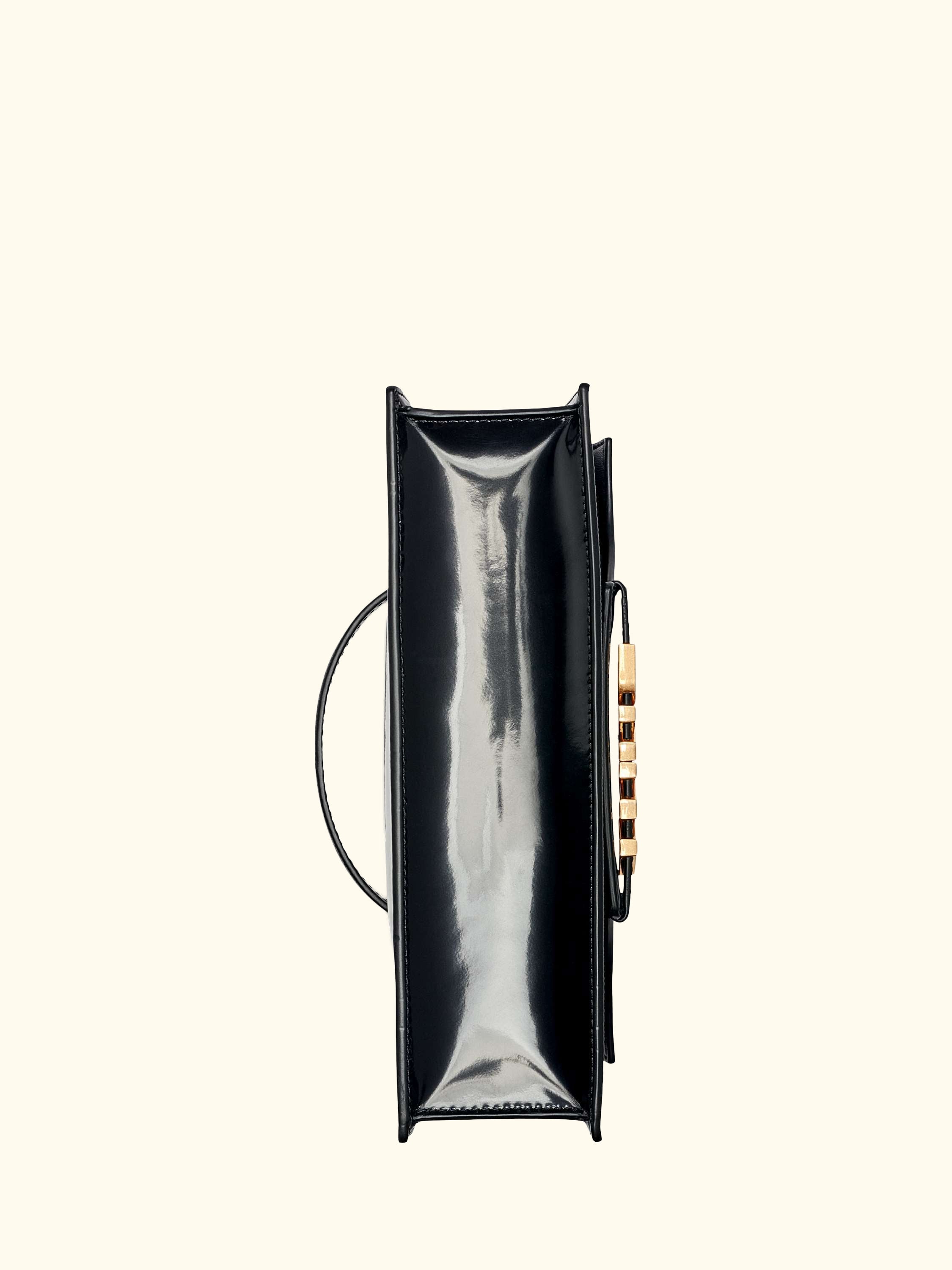 Avril Leather Flap Satchel Bag, Black Logo/ Black