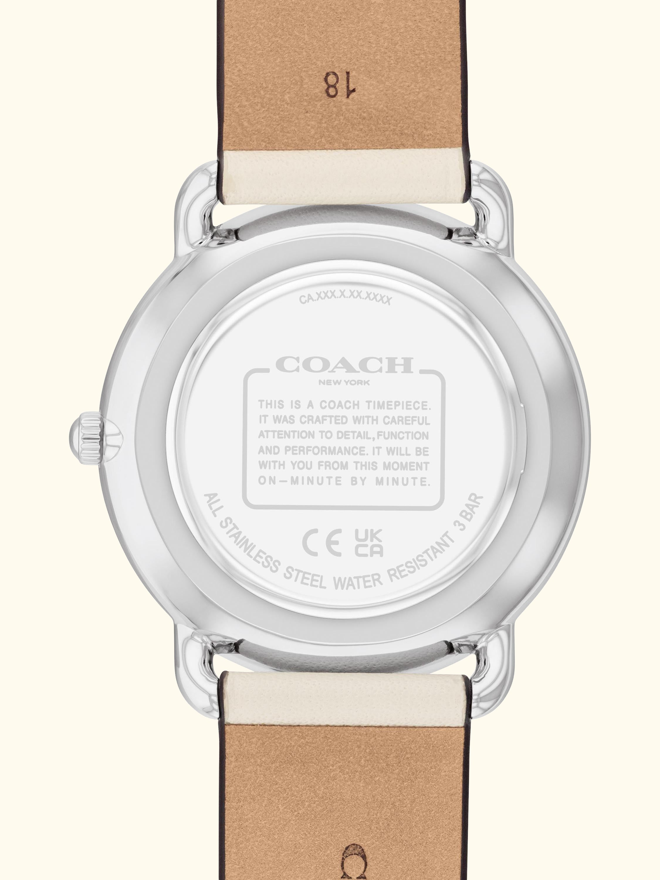 14504518 Women's Cherry Dial Leather Strap Watch, Cream