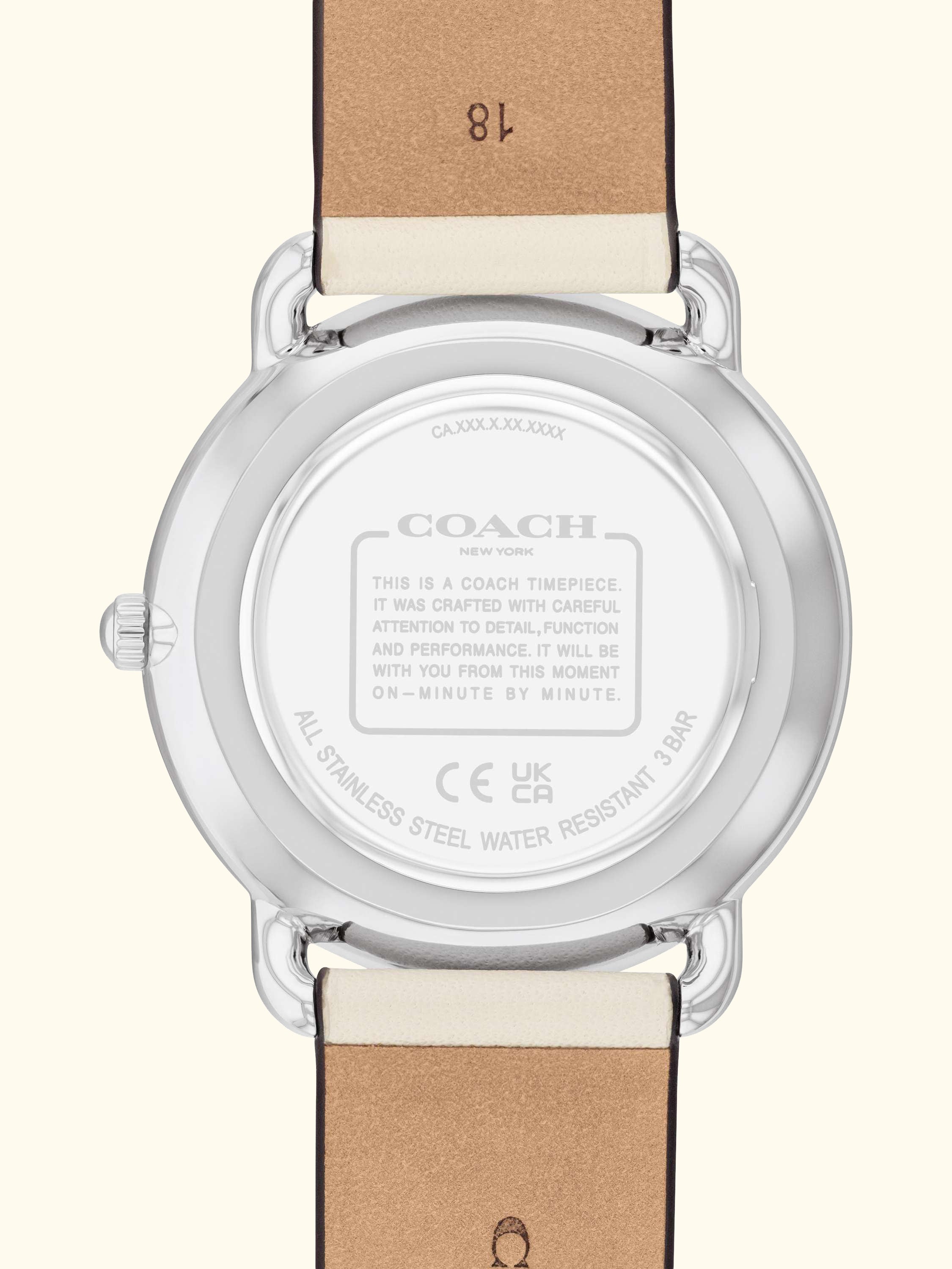 14504518 Women's Cherry Dial Leather Strap Watch, Cream