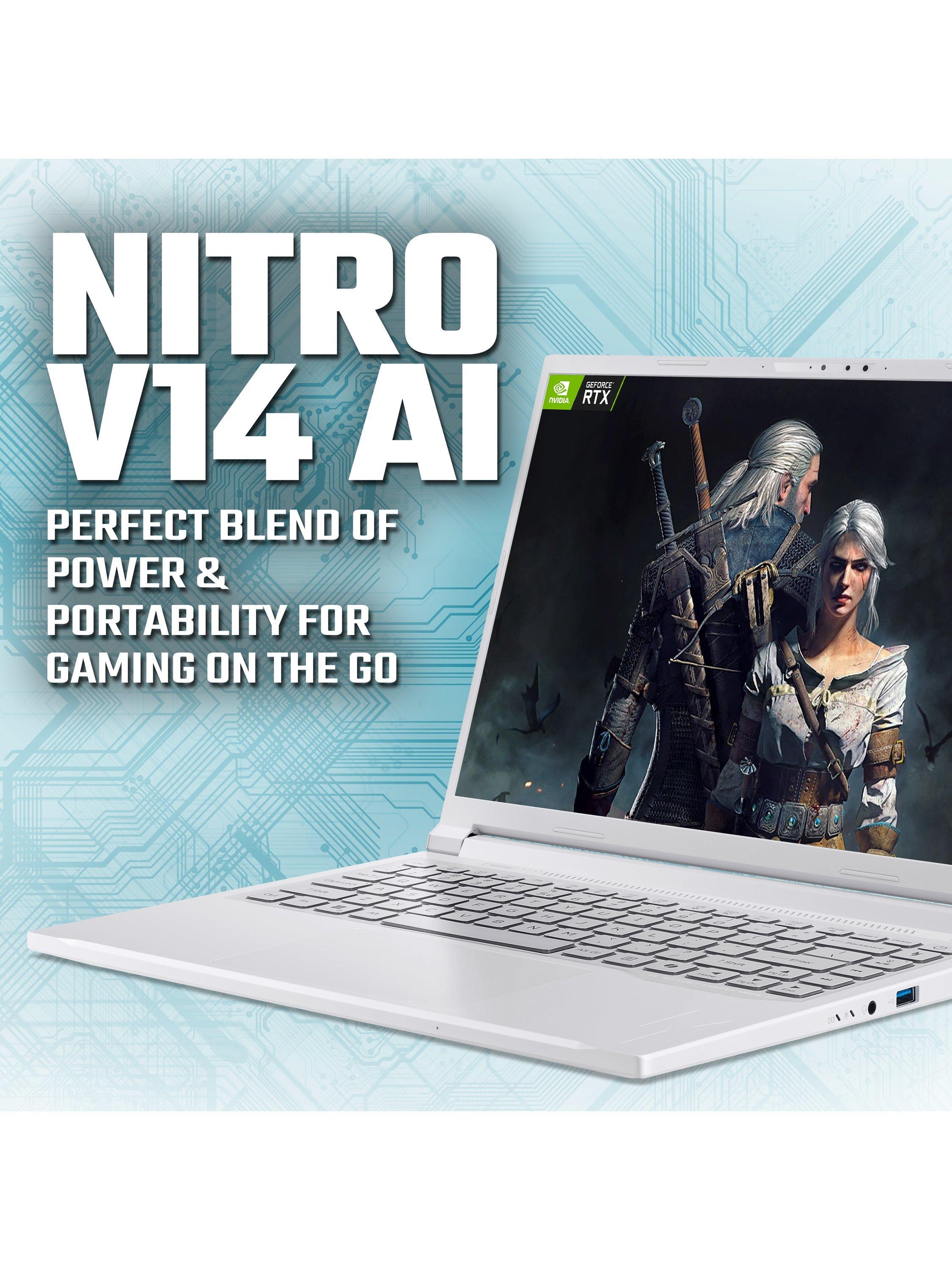 Nitro V14 Gaming Laptop, AMD Ryzen AI 7 Processor, 32GB RAM, 1TB SSD, RTX 5060, 14.5” WQXGA, White