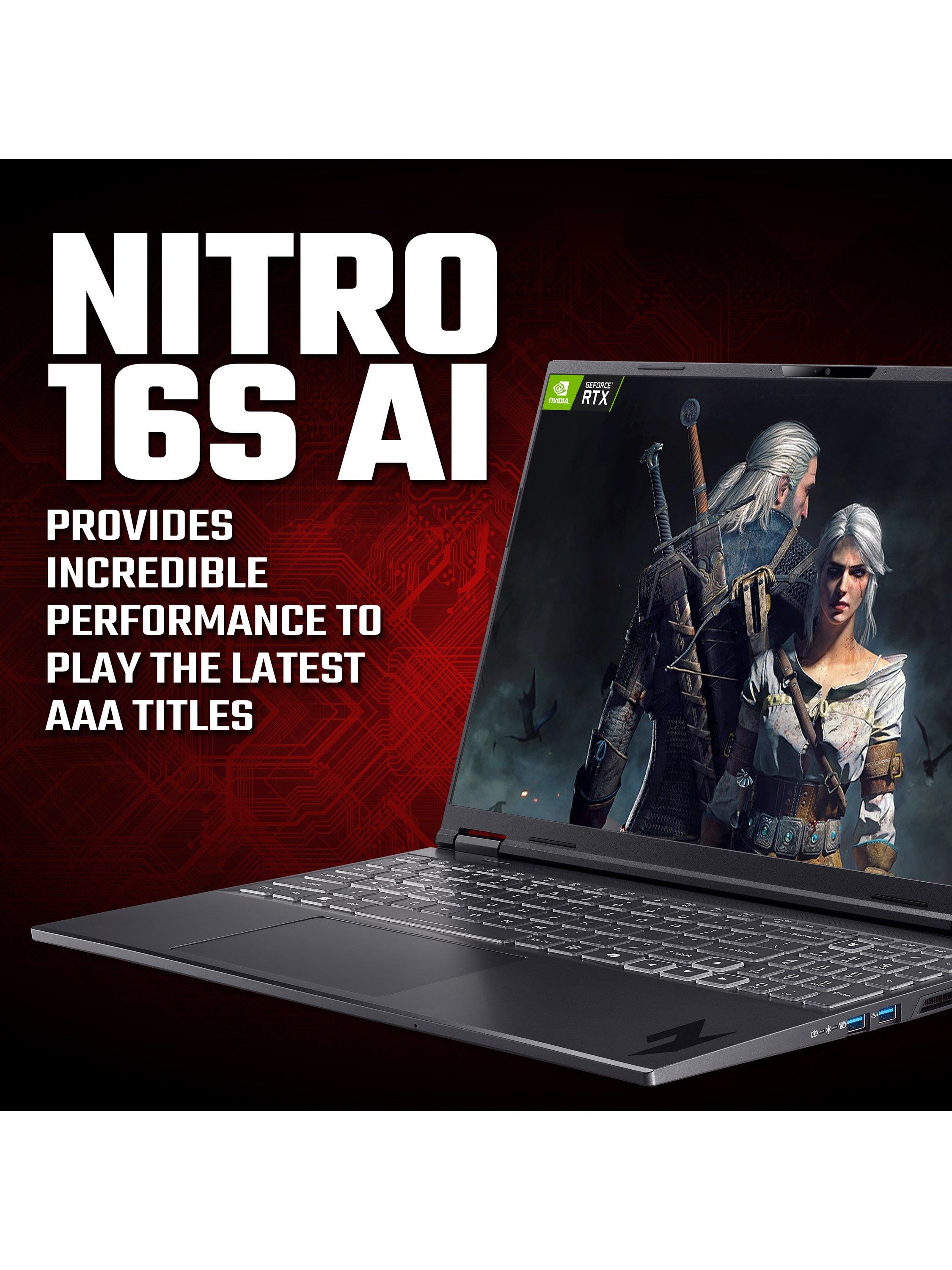 Nitro 16S AI Gaming Laptop, AMD Ryzen AI 7 Processor, 32GB RAM, 1TB SSD, RTX 5070 Ti, 16” WQXGA, Black